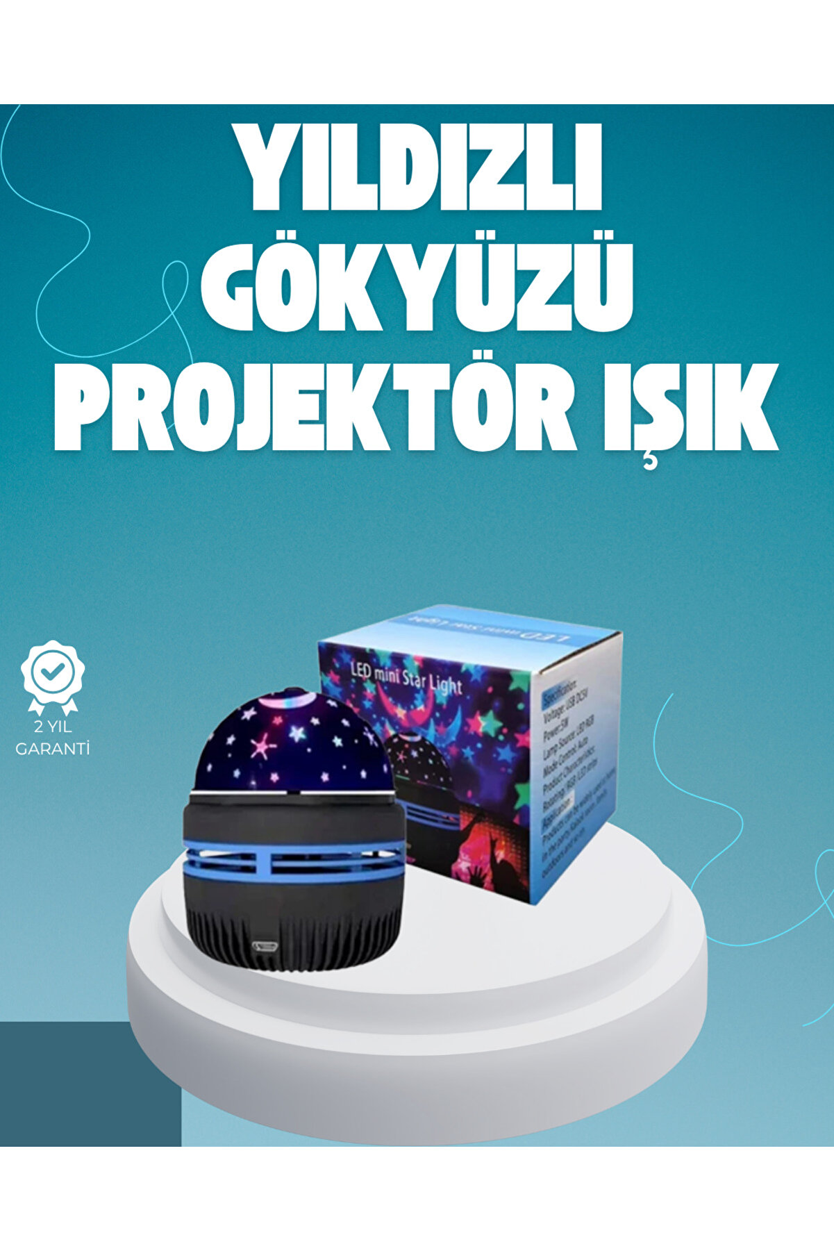 Toptan Bulurum Döner Galaxy Projektör Gece Lambası – Ay ve Yıldız Işıklı Atmosfer Lamba, USB Bağlantılı