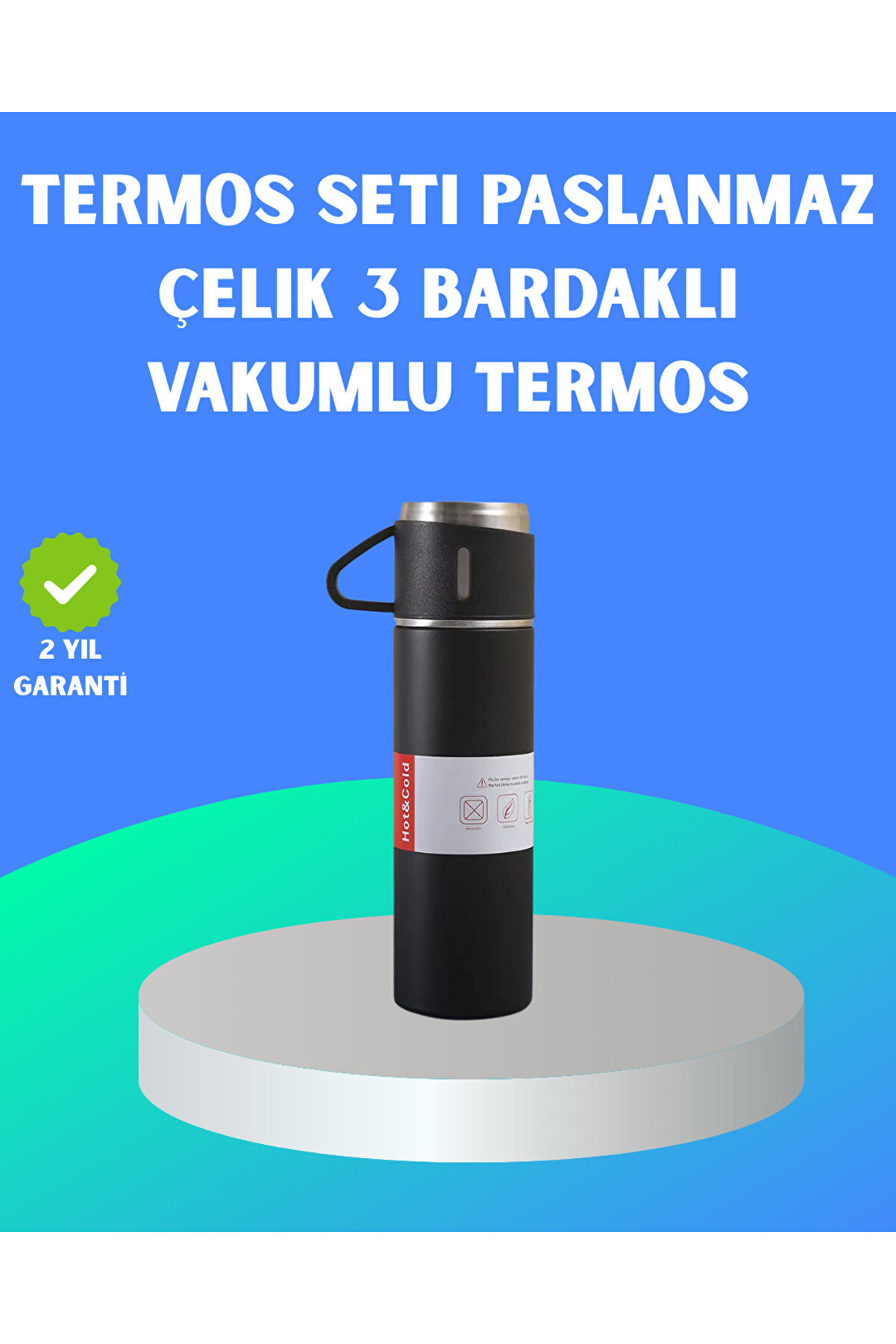 Toptan Bulurum 304 Çelik Termos Seti | 2 Bardaklı, 500 ml, Uzun Süre Isı Koruma