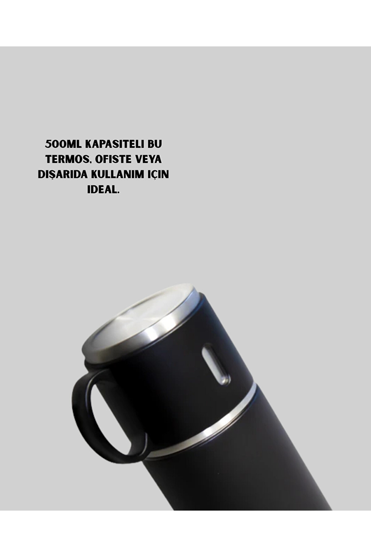 500 Ml Isı Korumalı Çeli̇k Termos Ve Bardak Seti̇ | Si̇li̇kon Tabanlı, Şık Ve Prati̇k