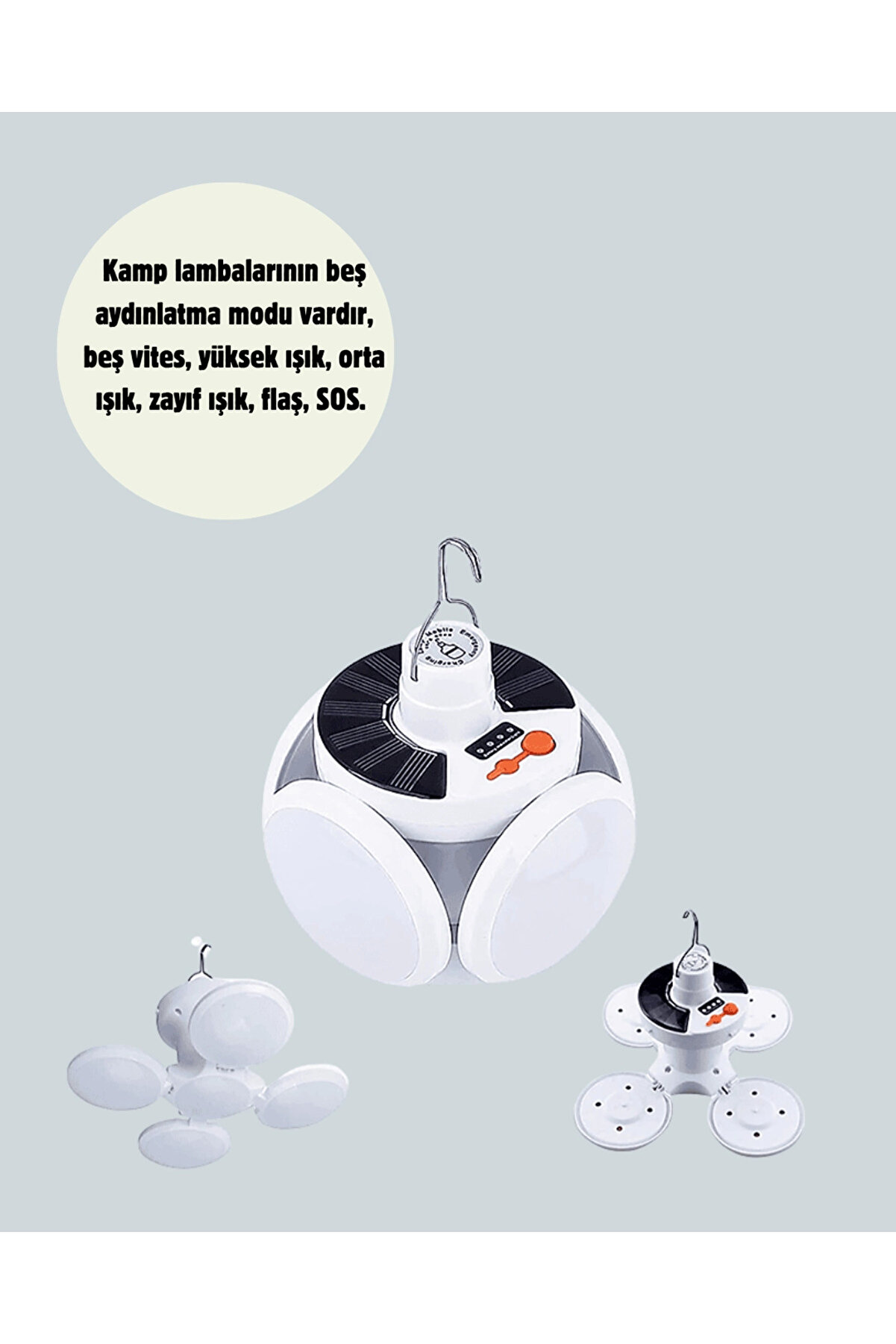 Uzaktan Kumandalı, 360 Derece Katlanabi̇li̇r Solar Led Aydınlatma Çadır Lambası