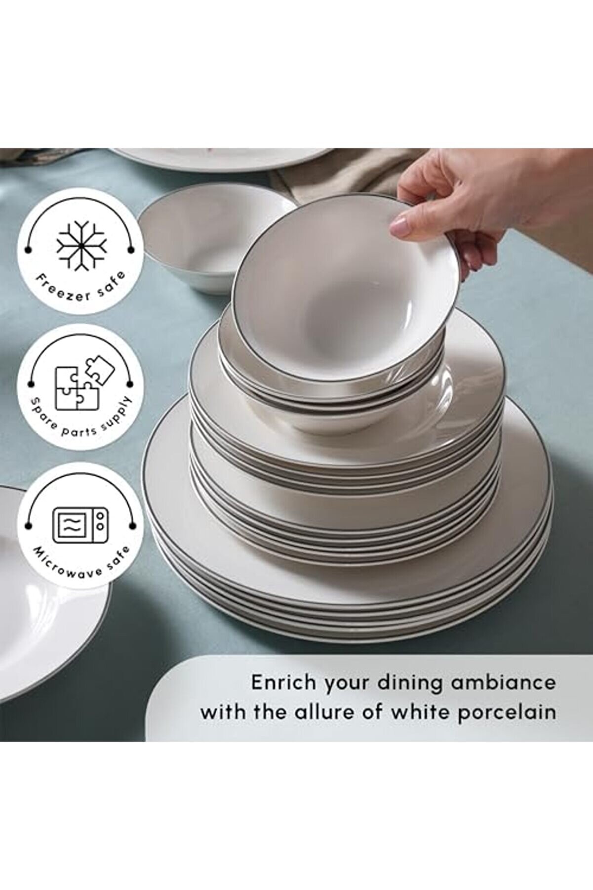 Shopverse Rebeca 24 Parça 6 Ki̇şi̇li̇k Yemek Takımı Plati̇n Trendfli̇ck 1014773