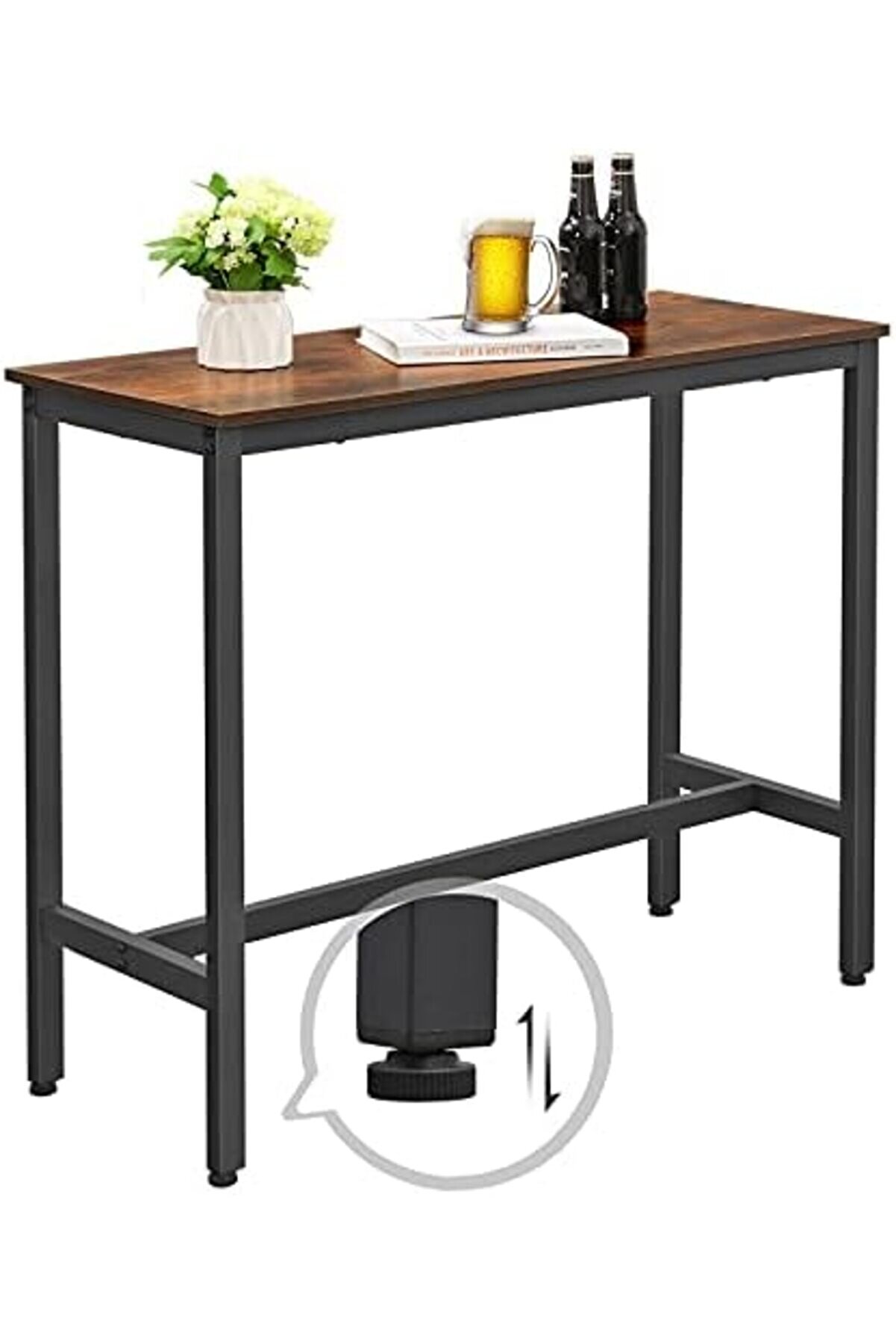 Shopverse Bar Masası, Mutfak Masası, Mutfak Tezgahı, Di̇kdörtgen Çubuk Masa, Sağlam Metal Çerçeve, 10