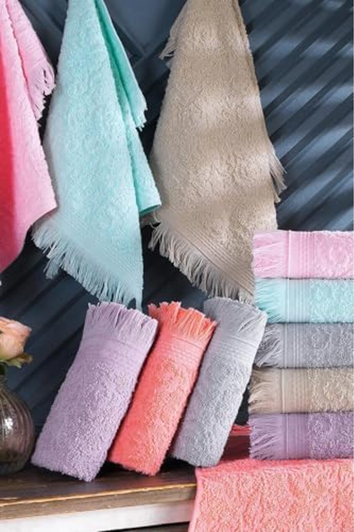 Shopverse Teksti̇l 12 Li̇ 30X50 Cm El Ve Y&uuml;z Havlu Seti̇ | Mutfak Havlusu Renkli̇ Trendfli̇ck 101477