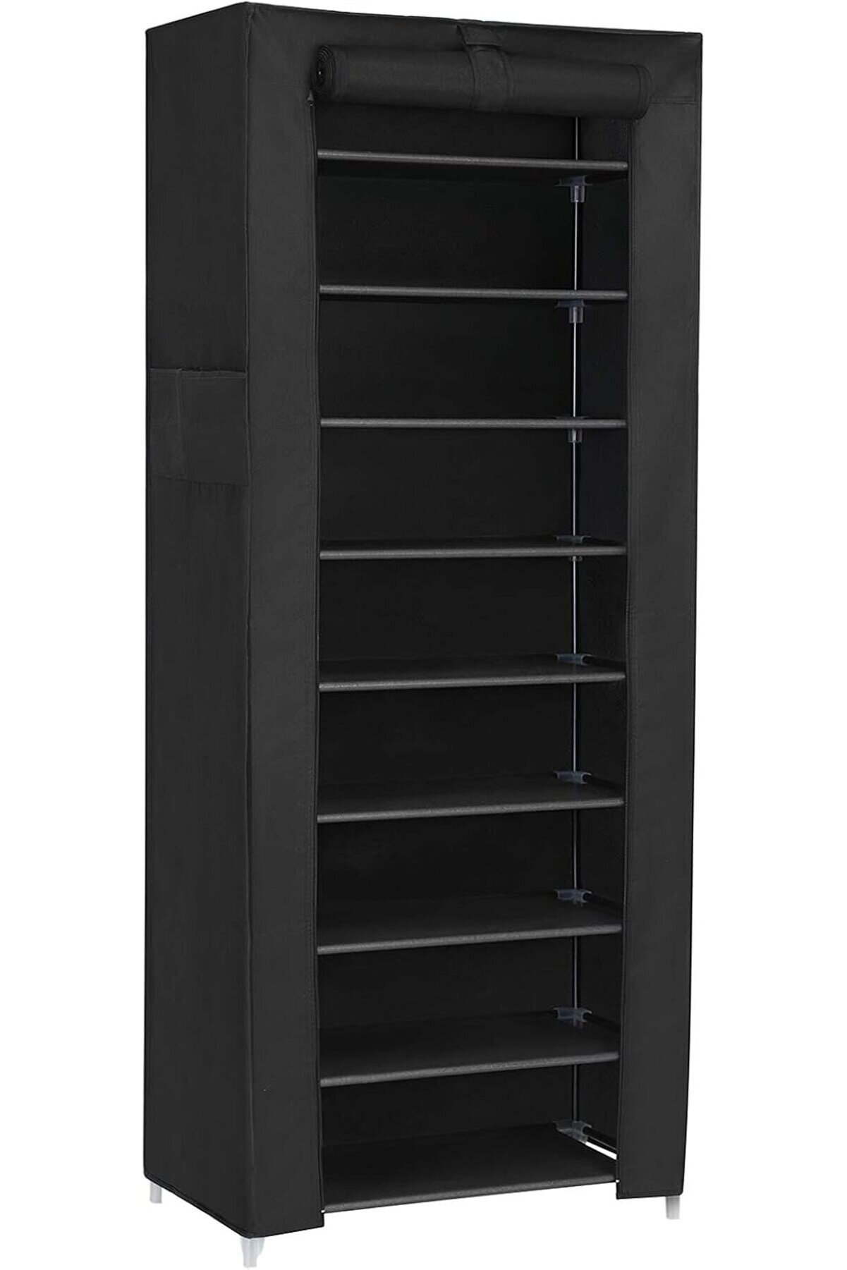 STOREMAX shopverse Toz Geçirmez Örtülü 10 Katlı Metal Ayakkabı Rafı, Siyah, RXJ10H trendflick 1014773