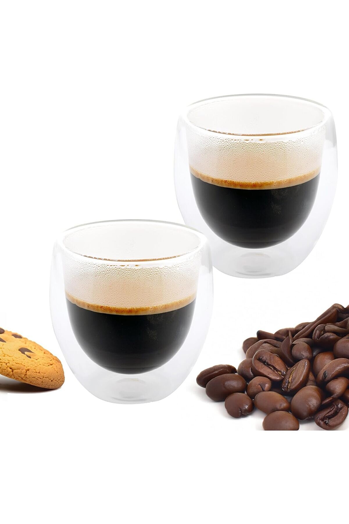 STOREMAX shopverse 2 Adet Çift Cidarlı İki Katmanlı Borosilikat Cam, Yalıtımlı Cappuccino Kahve Kupası, Şık v