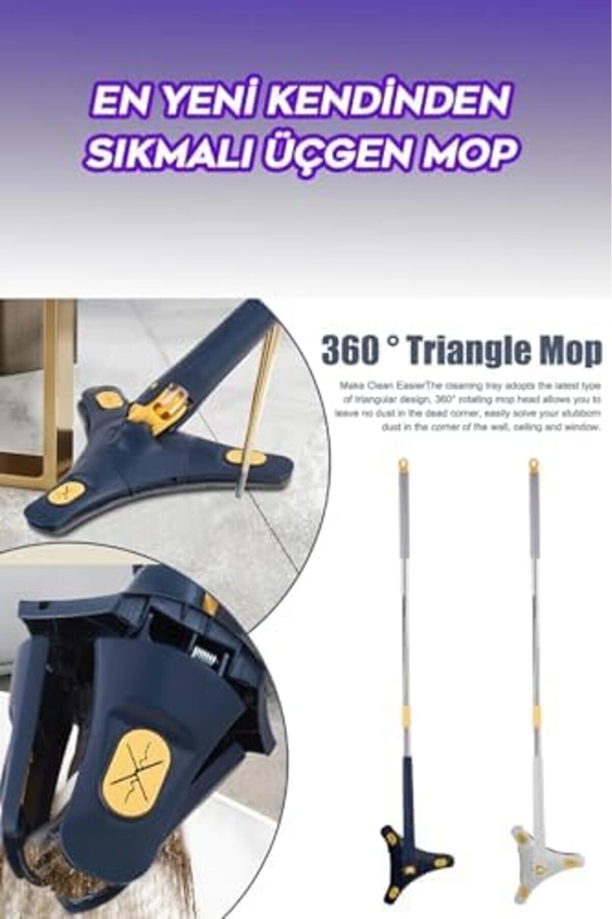 Shopverse Kendi̇nden Sıkmalı Üçgen Mop (Beyaz) Trendfli̇ck 1014773