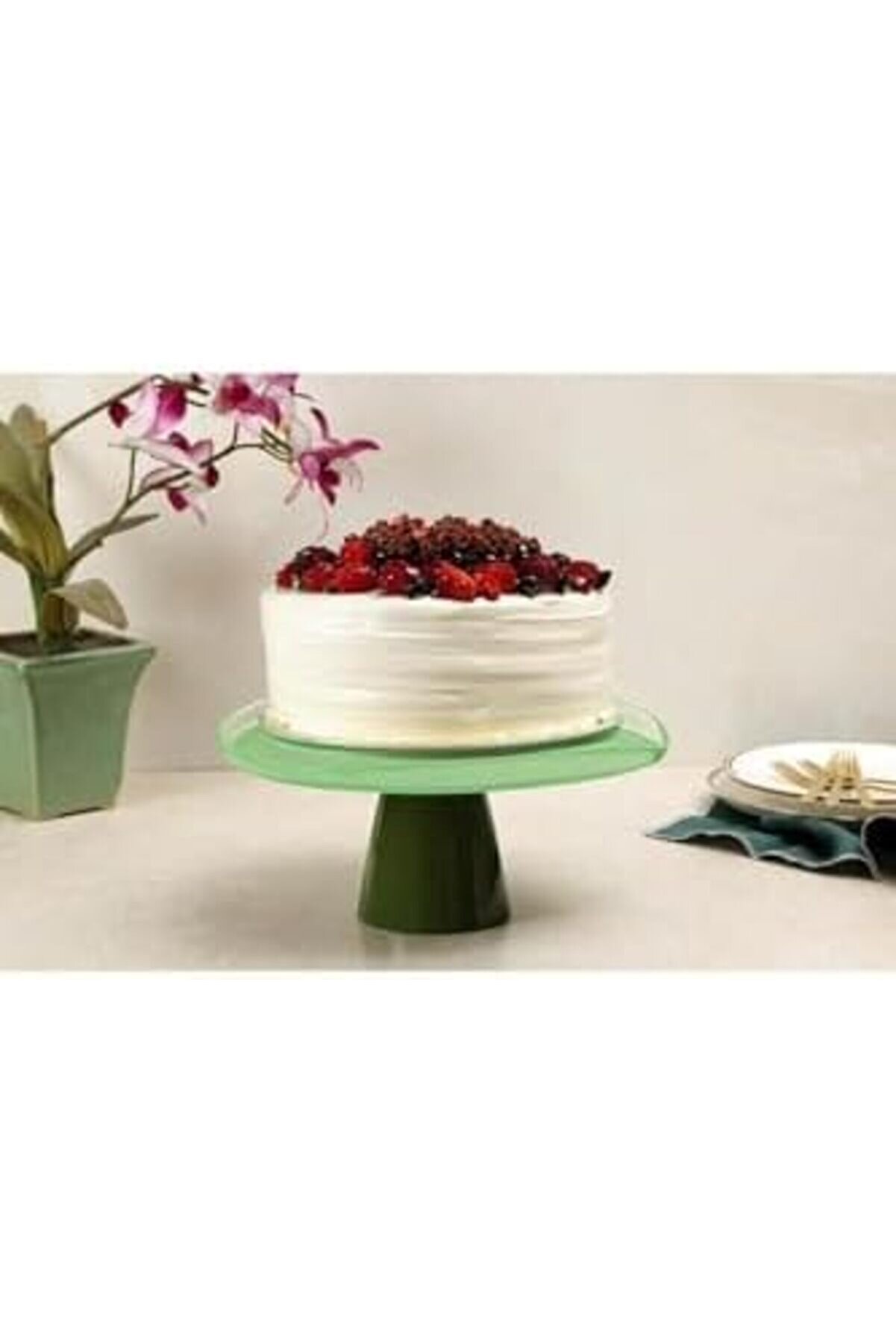 Shopverse Ri̇pple Yeşi̇l Ayaklı Tabak 28 Cm Trendfli̇ck 1014773