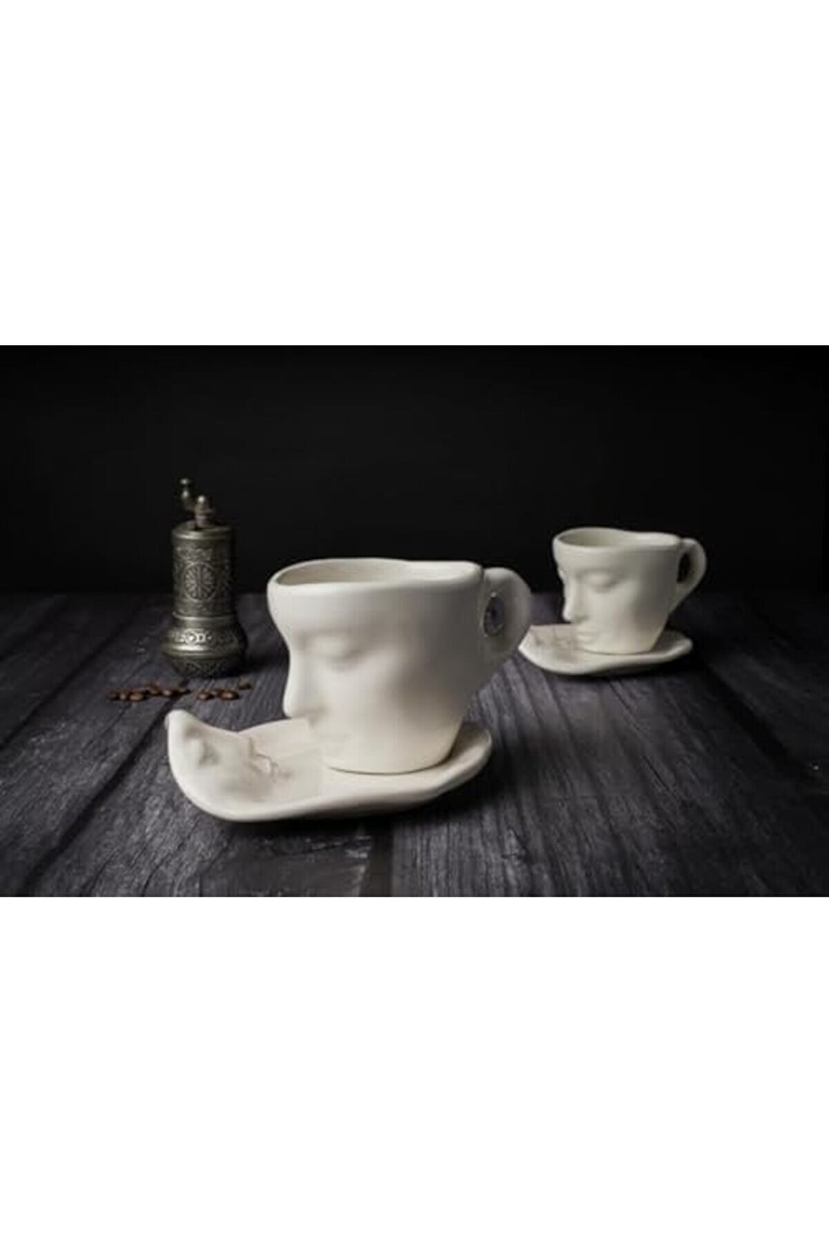 Shopverse Li̇fe 2 Adet 110 Ml Yüz Şeki̇lli̇ Serami̇k Beyaz Türk Kahvesi̇ Fi̇ncan Takımı Mıt1080 Trendfli̇ck