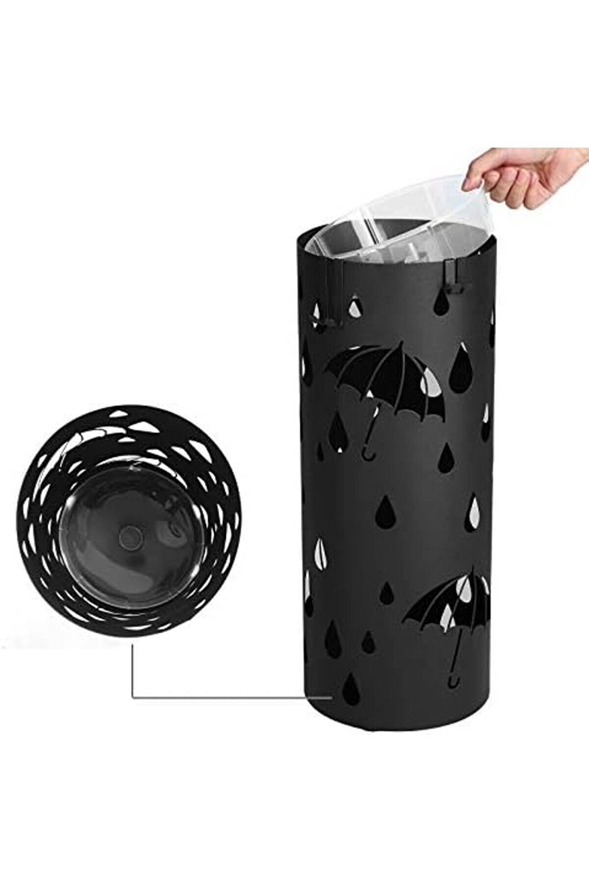 Shopverse Metal Şemsi̇ye, Yuvarlak Şemsi̇ye, Damlama Kasesi̇, Kancalı, 49 X Çap 19,5 Cm, Si̇yah, Luc23B