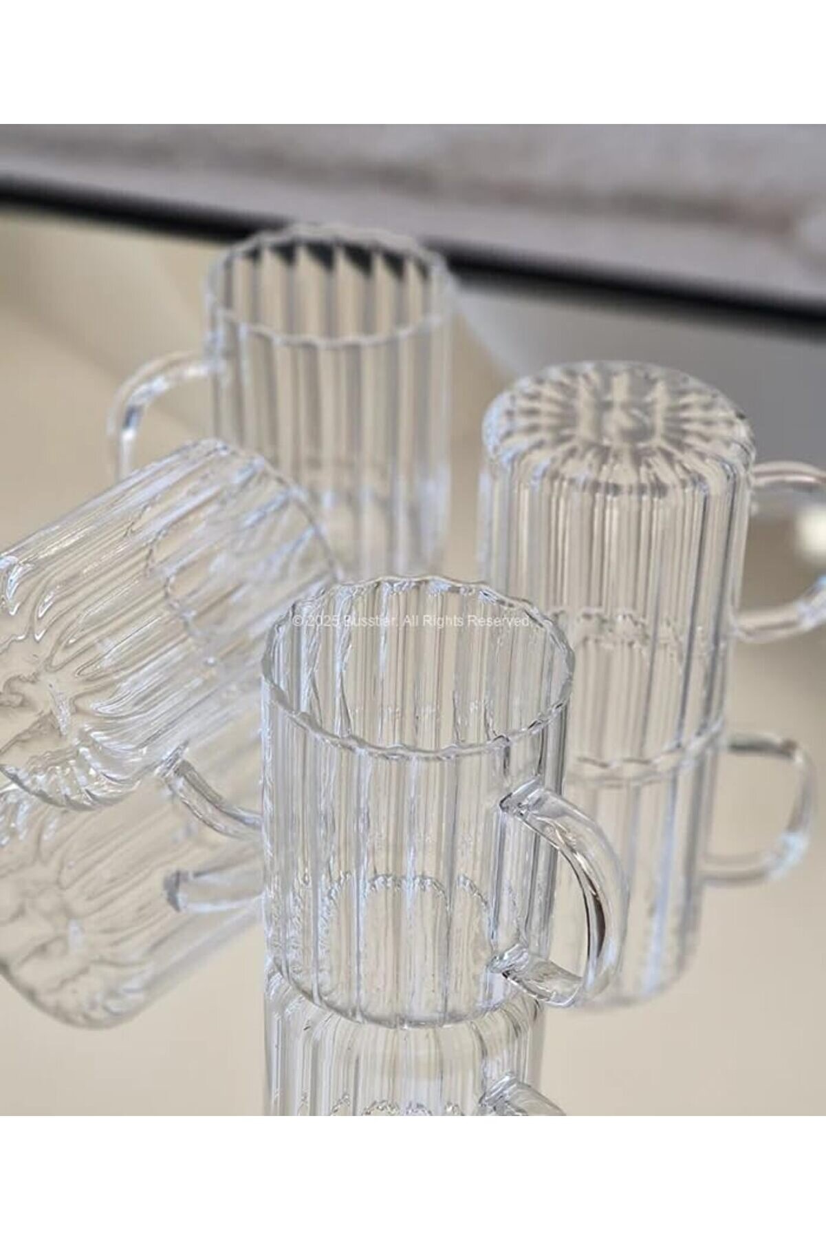 Shopverse Şeri̇t Desenli̇ Borosi̇li̇kat Cam 2’Li̇ Set 350 Ml Dayanıklı Kulplu Cam Kupa, Kahve Ve Çay Sunu