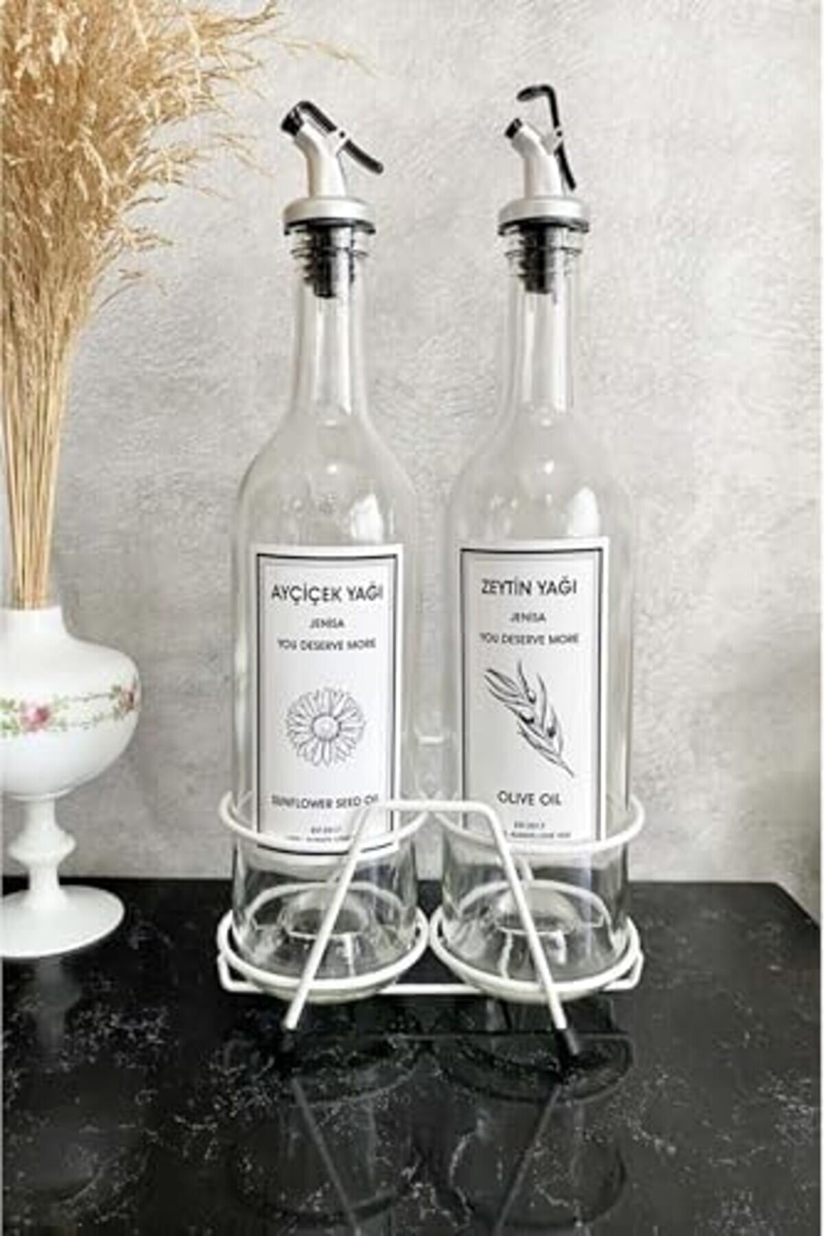 Shopverse Beyaz Akıtıcılı Şeffaf 750 Ml Beyaz Eti̇ketli̇ Yağlık Yağdanlık Trendfli̇ck 1014773