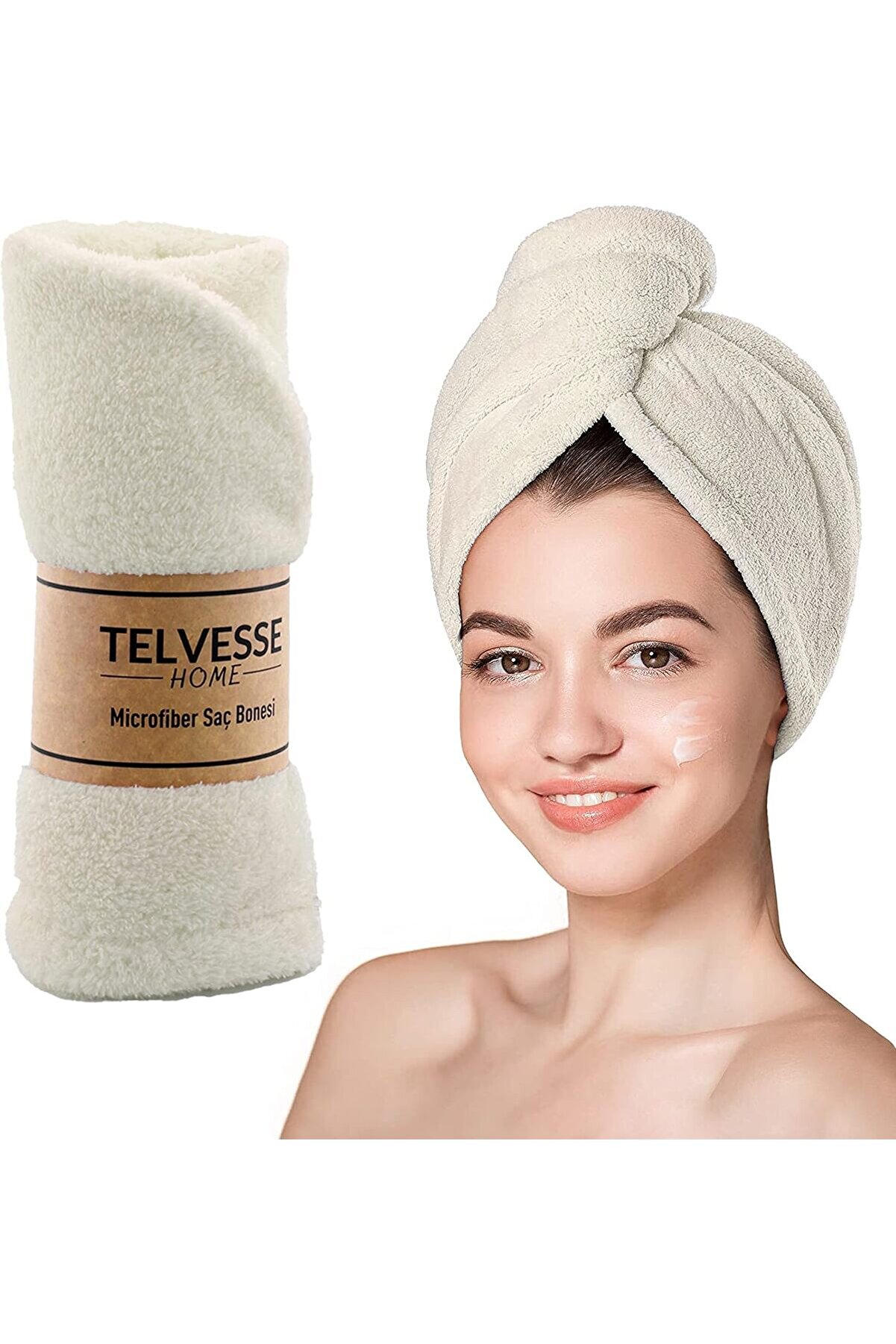 STOREMAX shopverse Saç Havlusu Plaj Deniz Havuz Saç Kurutma Baş Havlusu Krem trendflick 1014773