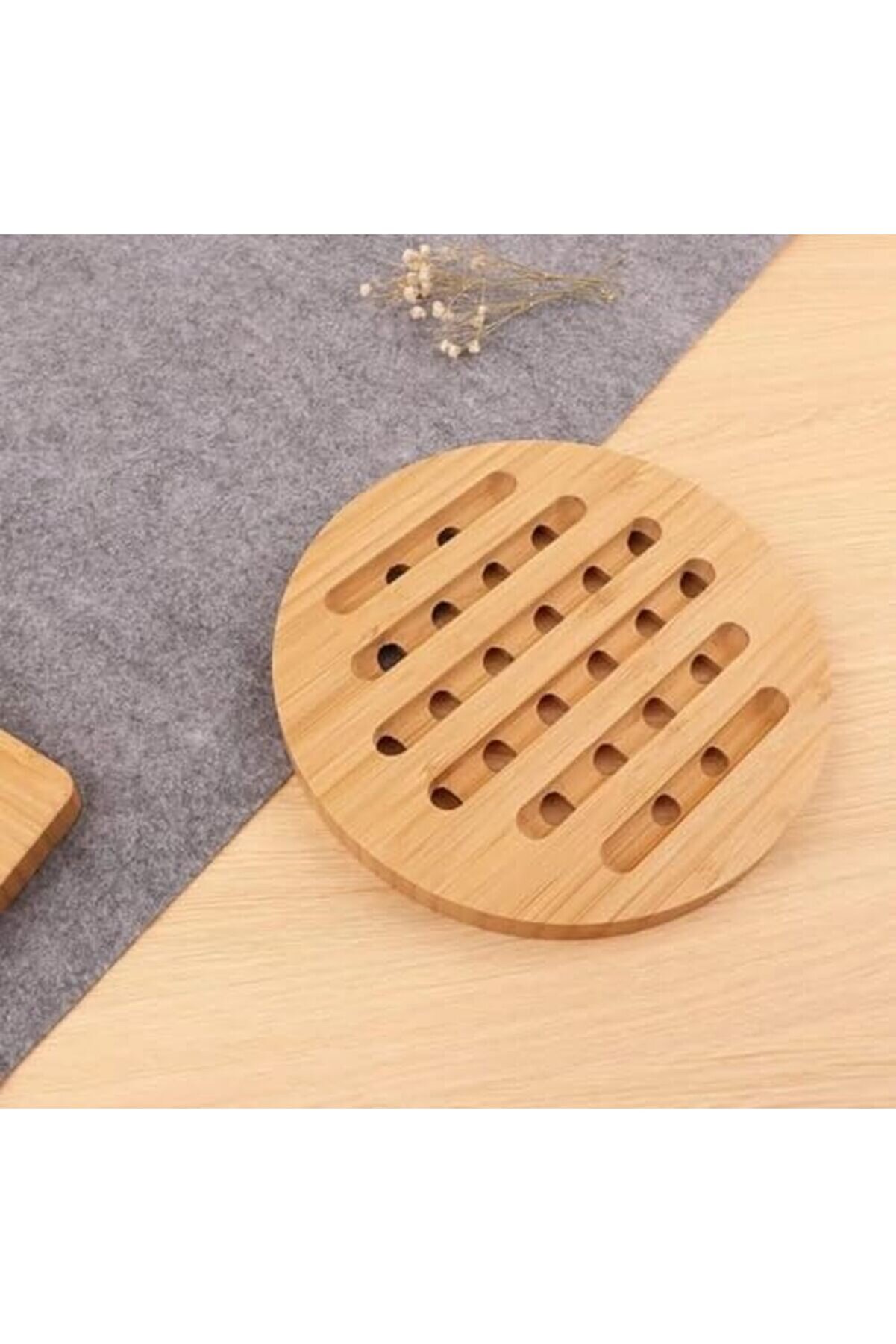 Shopverse Bambu Dayanıklı Ahşap Tencere Ve Tava Altlığı Kaymaz Mutfak Servi̇s Ürünü (Yuvarlak) Trendf