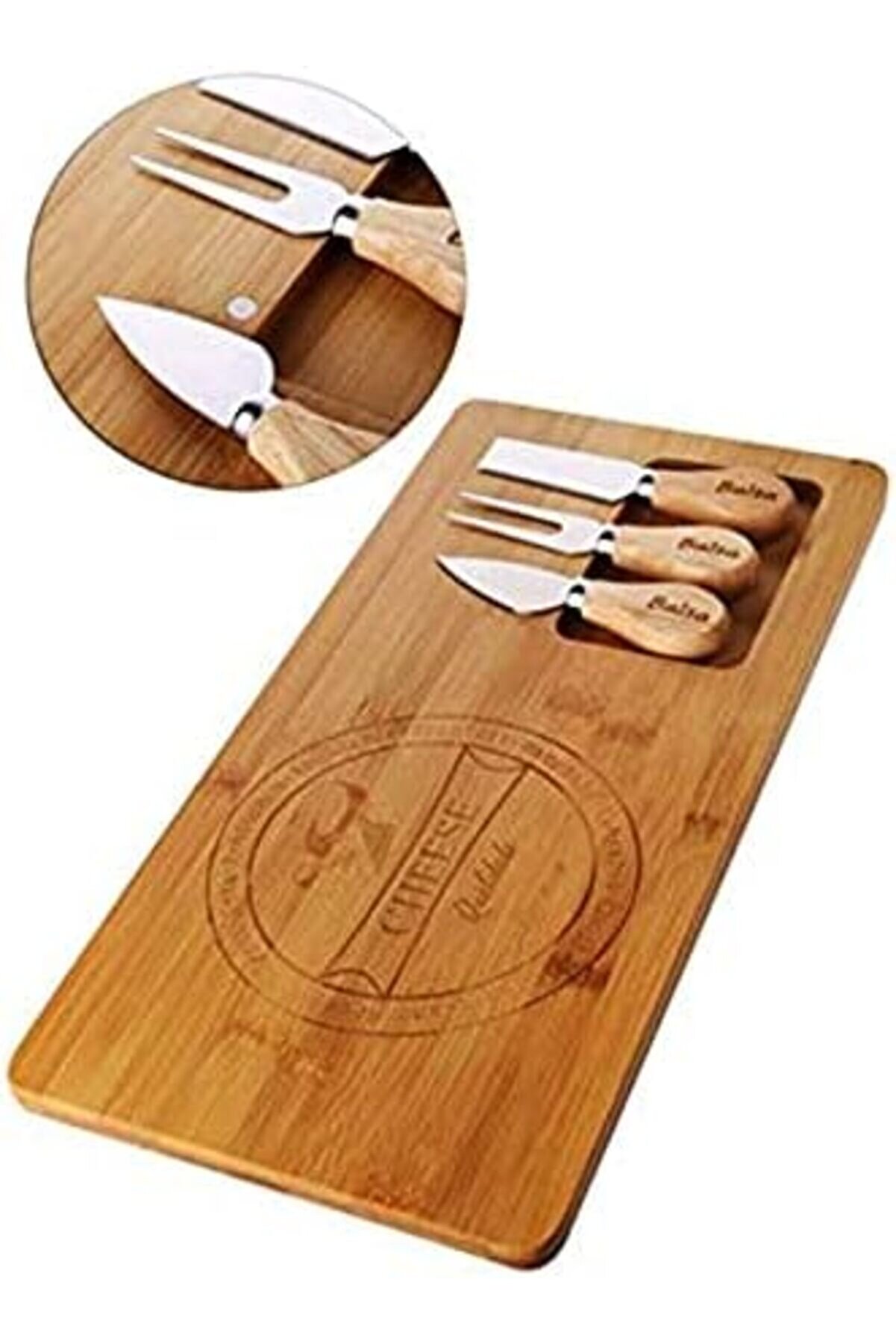 Shopverse Bambu Peyni̇r Sunum Tabağı - 4 Par&ccedil;a Meyve Ve Yi̇yecek Tahta Sunum Seti̇ | Ve Şık Tasarım - L