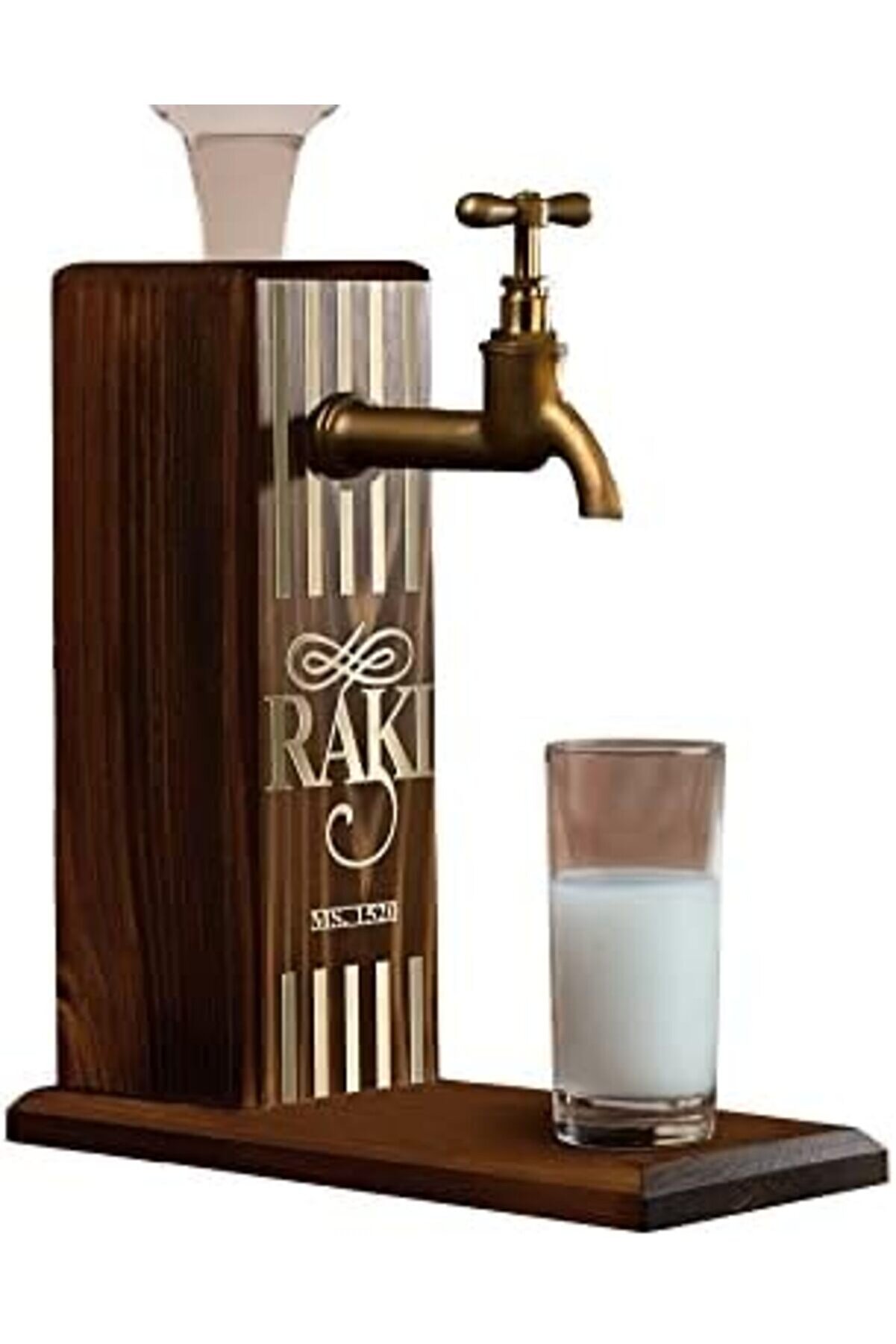 Shopverse Özel Rakı Baskılı Musluklu Ahşap İçki̇, İçki̇ Çeşmesi̇, Doğum Günü Hedi̇yesi̇, Ev Hedi̇yesi̇, İçe