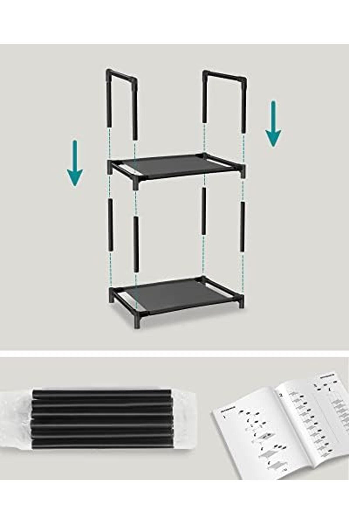 10 Katlı Ayakkabı Rafı, Ayakkabı, Yerden Tasarruf Sağlayan Ayakkabı Saklama, 33 X 33 X 173 Cm, Metal