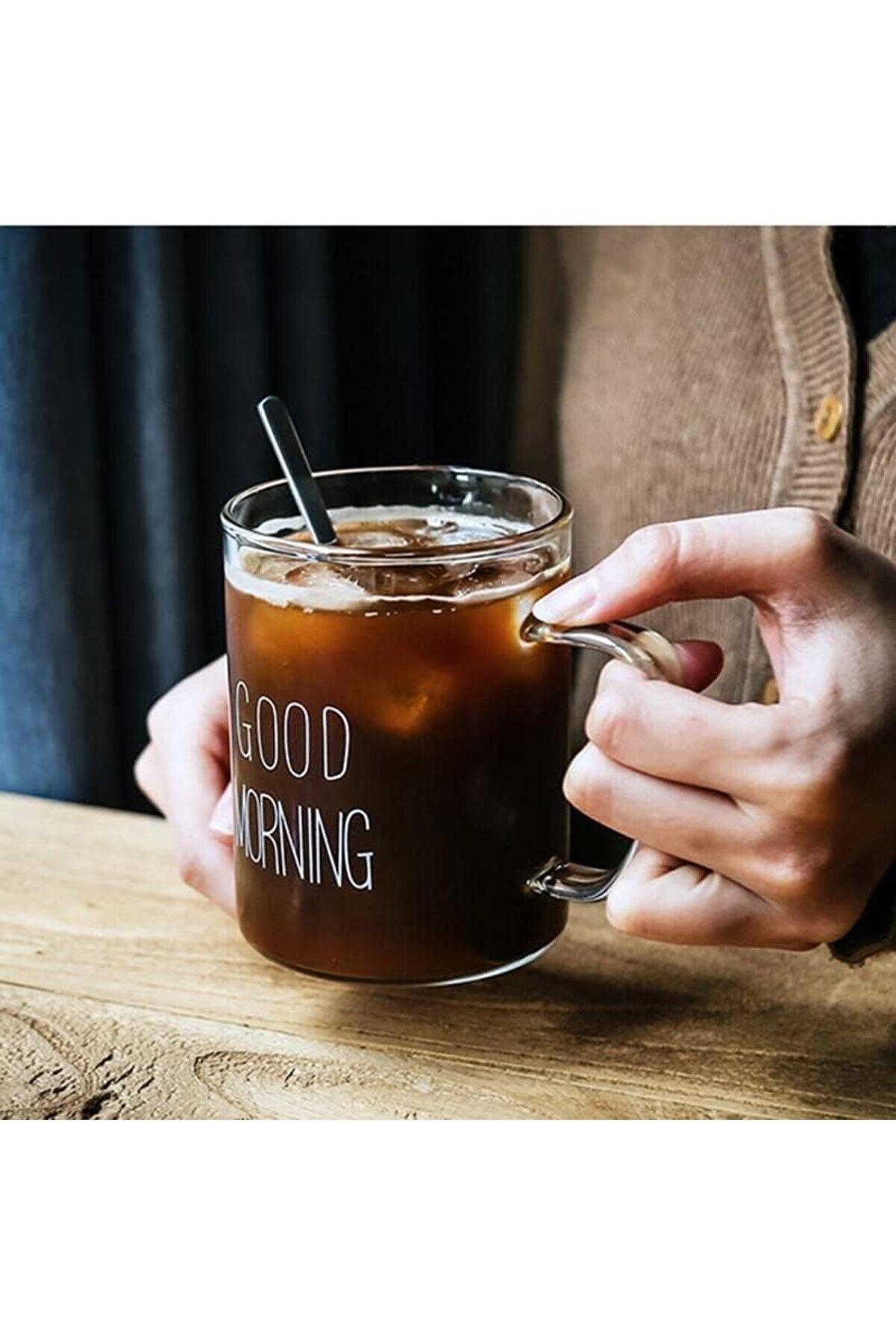 Shopverse Boy Good Morni̇ng Cam Kupa Kulplu Borosi̇li̇kat Dayanıklı Cam Kupa 450 Ml Trendfli̇ck 1014773
