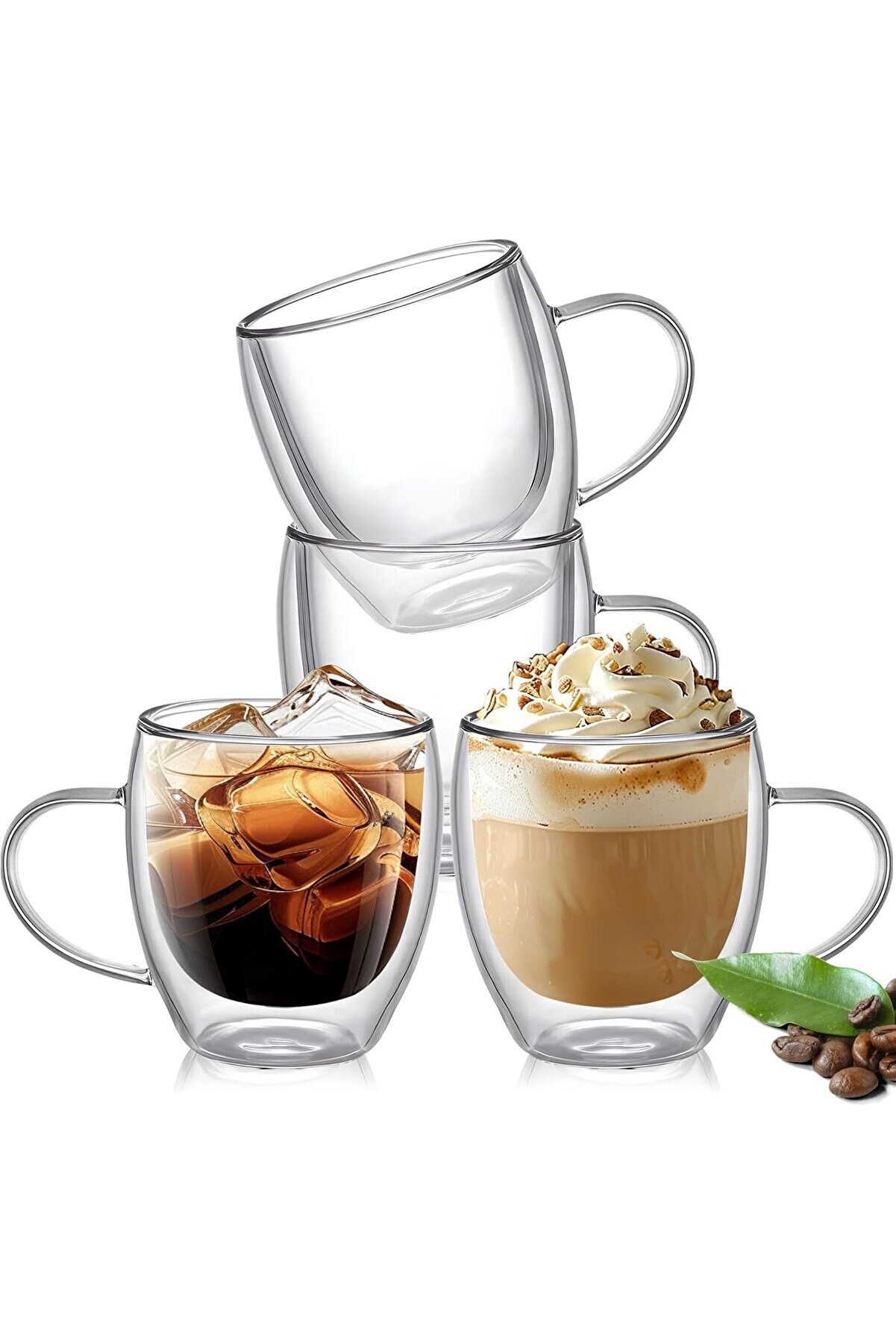 STOREMAX goldwhirl Çift Katmanlı Cam Kupa 250 ml Lüx Çift Cidarlı kupa - Termos - İki Duvarlı Yapısı ile Uzun