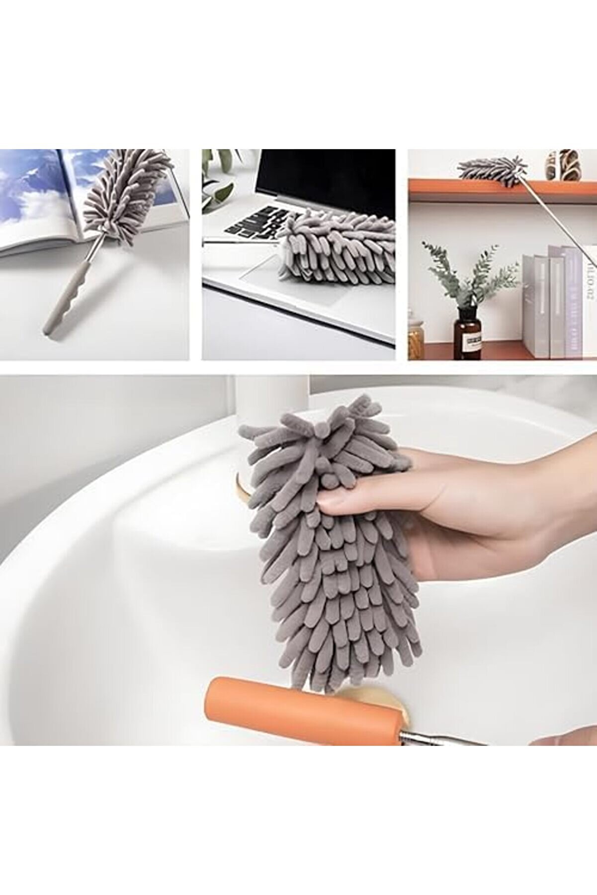 Goldwhi̇rl Teleskopi̇k 3 Lü Mop Temi̇zli̇k Seti̇ – Ayarlanabi̇li̇r Saplı, Toz Alma Püsküllü, Çok Fonksi̇yonl