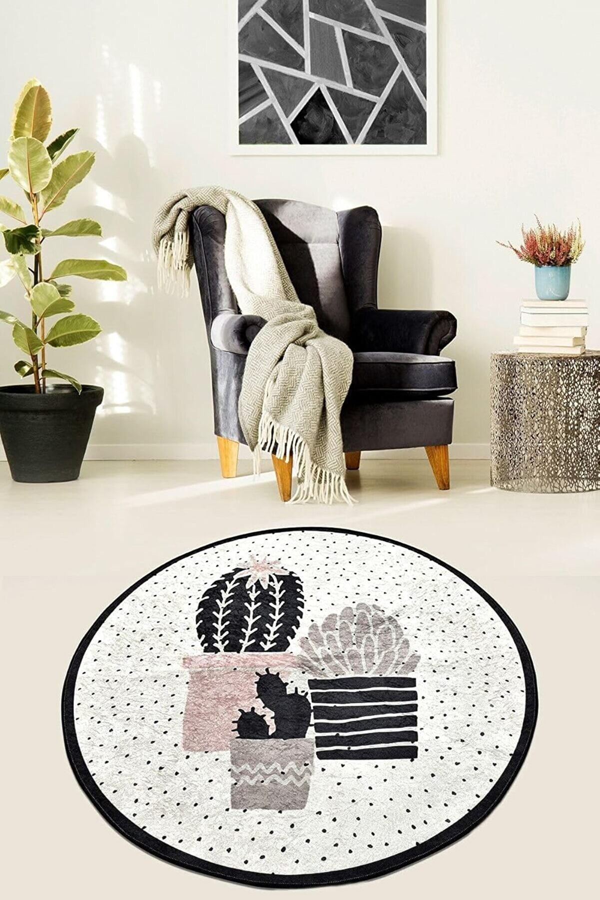 STOREMAX shopverse Cactus Djt Kaymaz Taban Dekoratif Halı, 140 x 140 trendflick 1014773