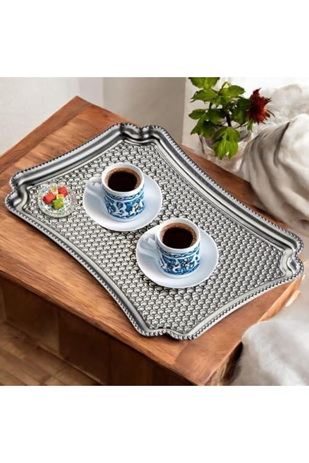 Shopverse Çeli̇k Servi̇s Tepsi̇si̇, Parmak İzi̇ Yapmaz, 28X19 Cm Trendfli̇ck 1014773