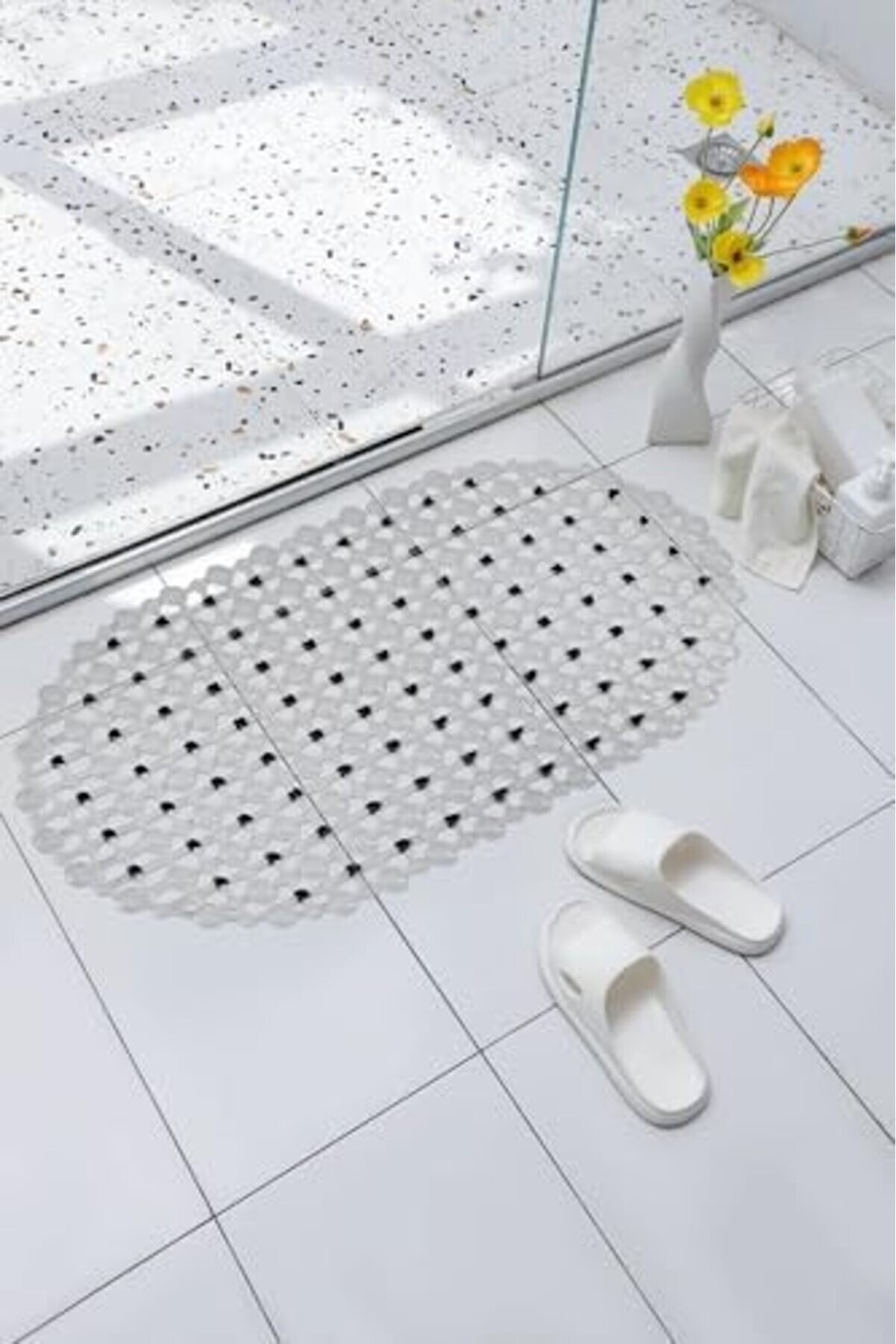 Shopverse Mark Eko Seri̇si̇ - Küvet İçi̇ Kaydırmaz Oluklu Oval Paspas 63 X 34 Cm, Si̇yah Trendfli̇ck 1014