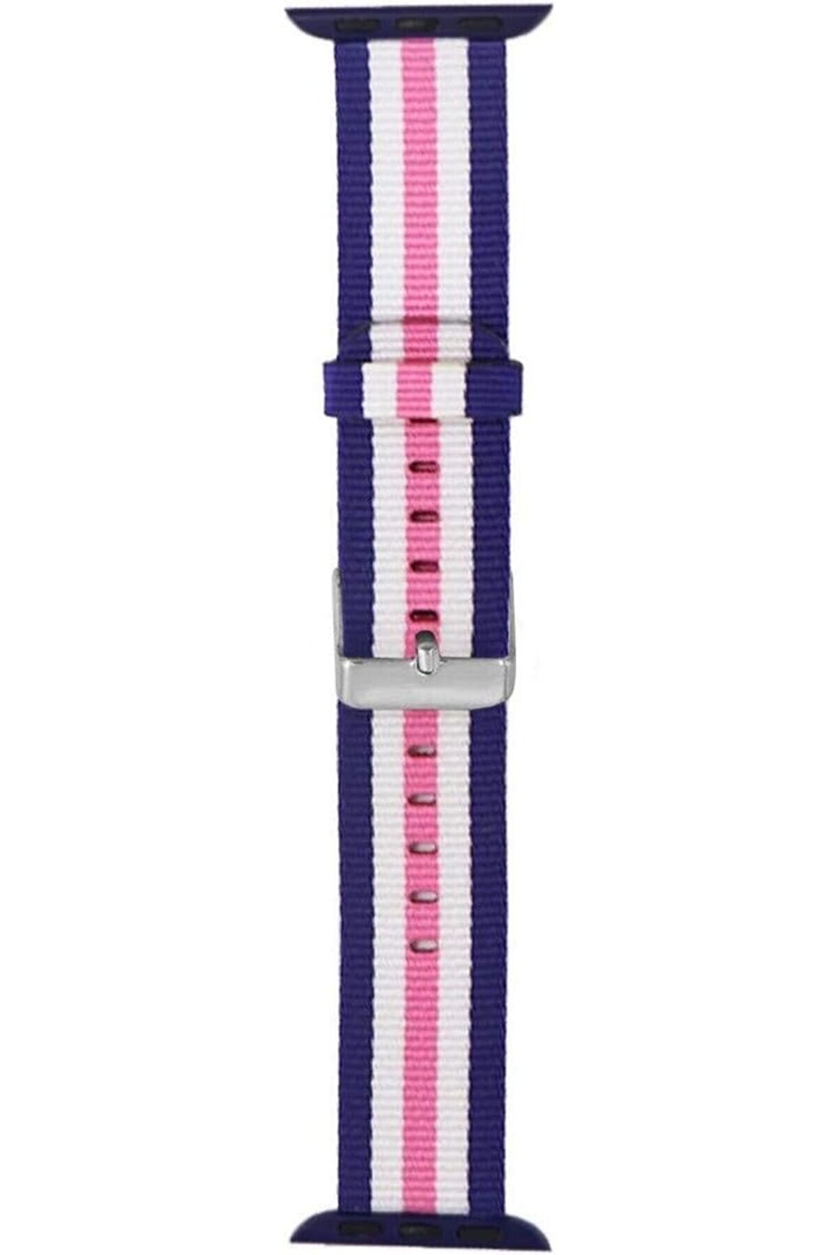 STOREMAX shopverse İçin 42-44 mm Pantheon Şeritli Pembe Beyaz Kayış trendflick 1014773