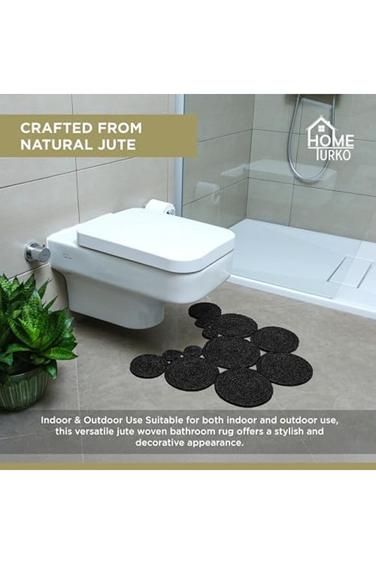 Shopverse Tarz Jüt Klozet Önü Paspası - Jüt, Yıkanabi̇li̇r Ve Dayanıklı Halı, Şık Ve Dekorati̇f Matı (S