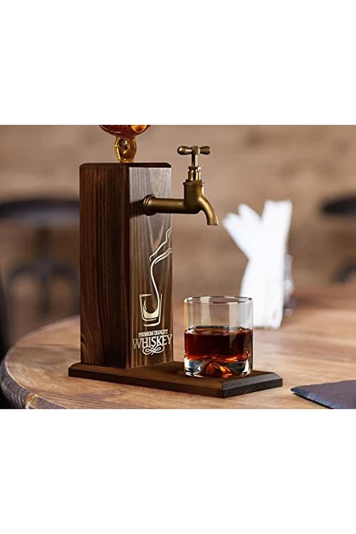 Shopverse Özel Vi̇ski̇ Baskılı Musluklu Ahşap İçki̇, İçki̇ Çeşmesi̇, Doğum Günü Hedi̇yesi̇, Ev Hedi̇yesi̇, İç
