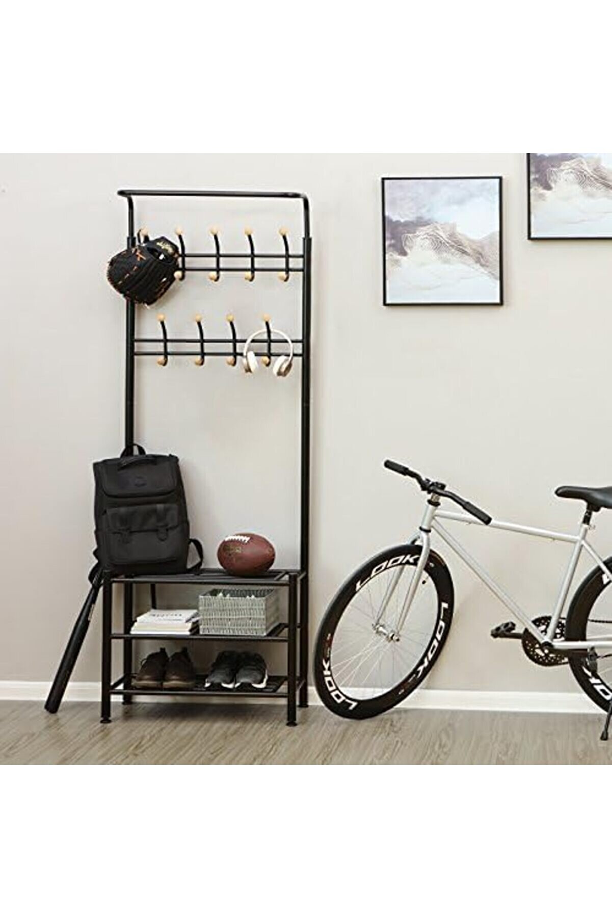 Shopverse Hsr04B, 18 Askılı 3 Ayakkabı Raflı, Metal, Si̇yah, 68,8 X 35,2 X 187 Cm Trendfli̇ck 1014773