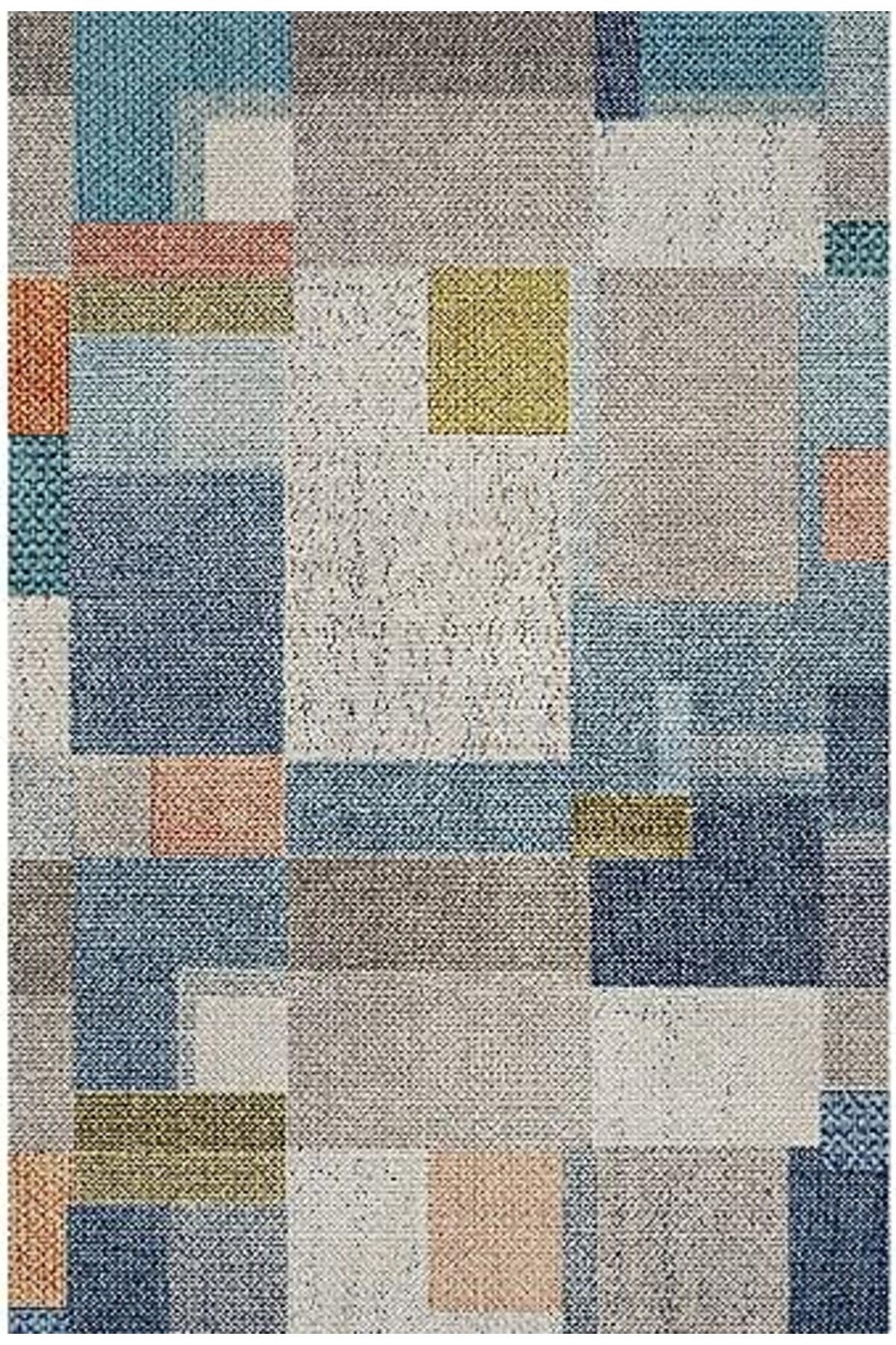 Shopverse Di̇zayn Aneli̇a Desenli̇ Pamuk Tabanlı Yıkanabi̇len Kaydırmaz Salon Halısı 80X1