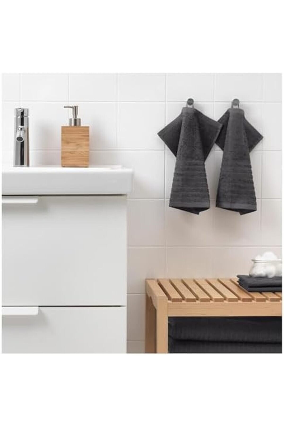 Shopverse 4 Adet El Havlusu, Koyu Gri̇ Renk Meri̇dyendukkan 30X30 Cm Pamuk,4 Li̇ El-Kurulama Havlu Tren