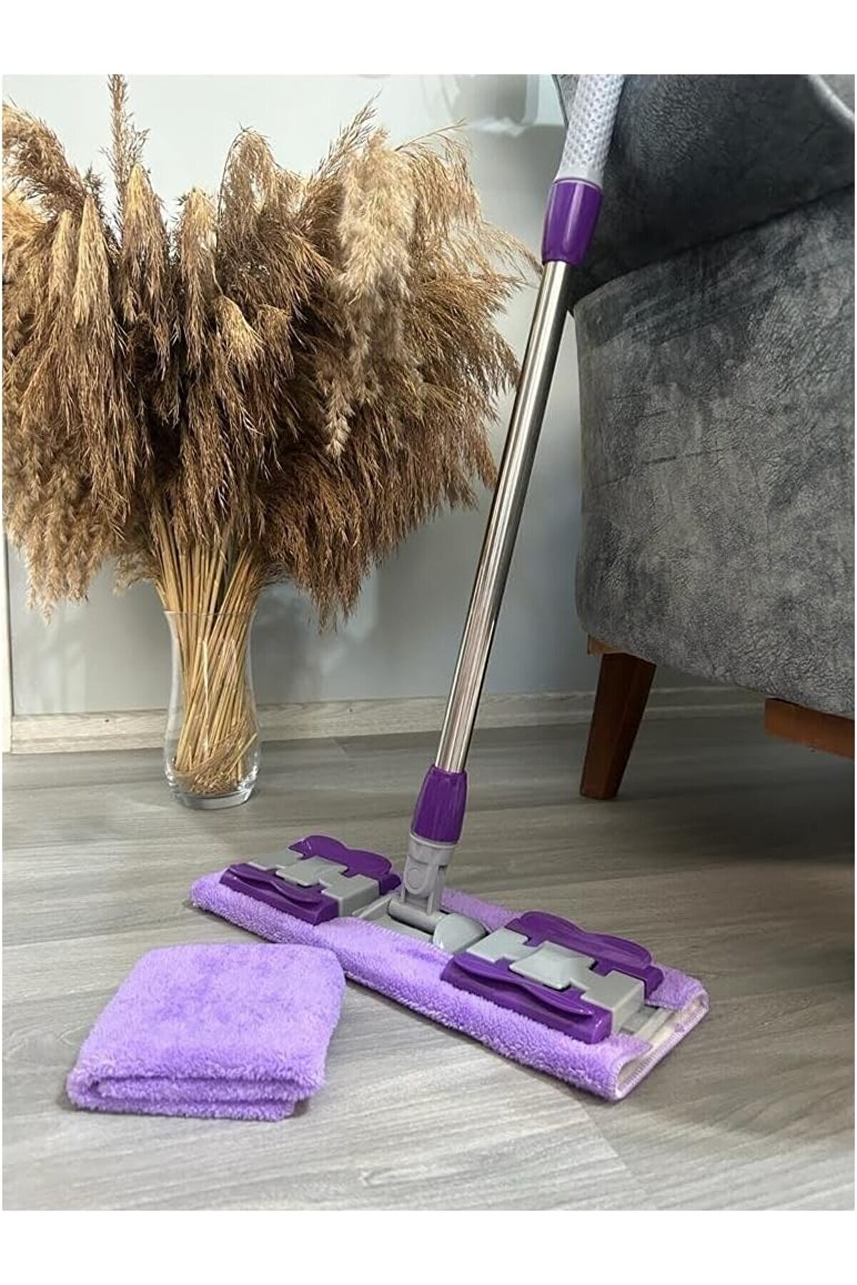 STOREMAX shopverse Mop Yer Duvar Yüzey Temizlik Mikrofiber Mandallı Mop, Teleskopik Saplı İstediğin Bezi Tak