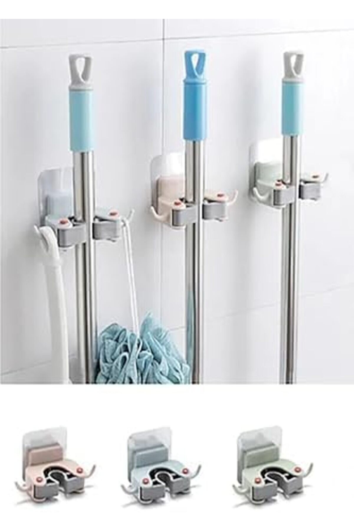Shopverse Paspas Süpürge Fırça Ve Mop Askısı Sap Tutucu Mutfak Askı 2 Adet Trendfli̇ck 1014773