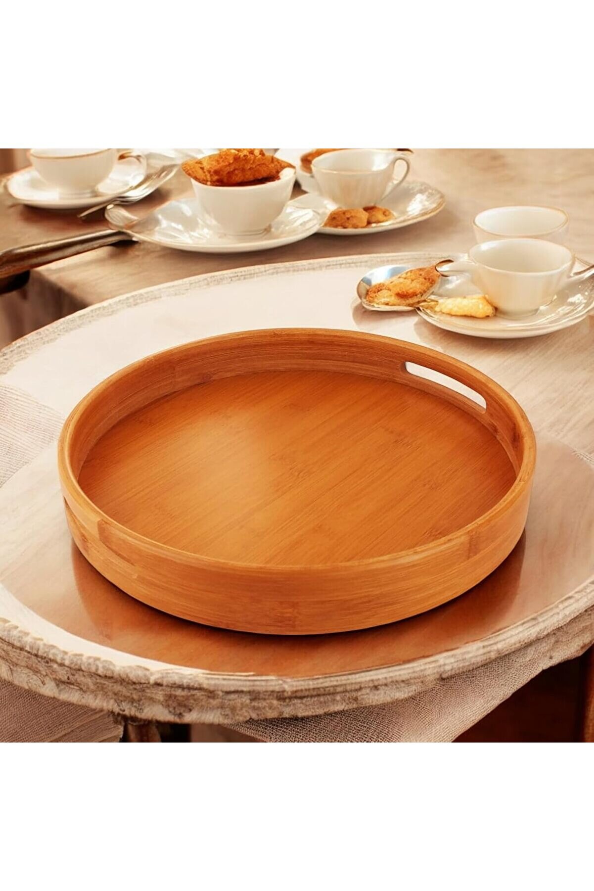 STOREMAX shopverse Yuvarlak Bambu Tepsi 30 cm, Bambu Daire Tepsi, Bambu Sunum Tepsi trendflick 1014773