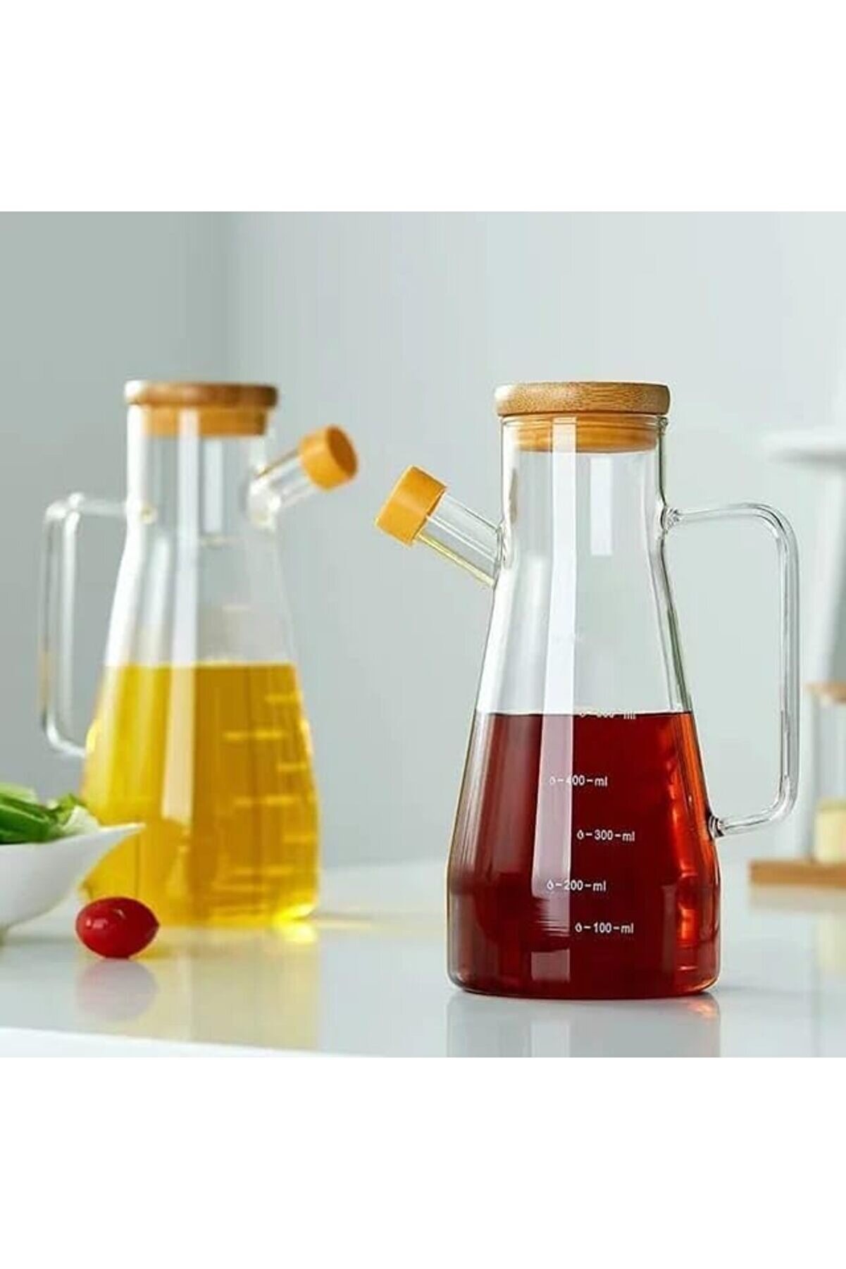 Shopverse 900 Ml Borosi̇li̇kat Cam Yağdanlık,Termi̇si̇l Dayanıklı Yağlık Ve Si̇rkeli̇k,Zeyti̇n Yağı, Suyu V