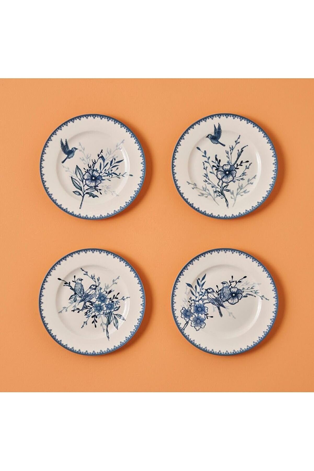 STOREMAX shopverse Bleu Blanc 4'Lü Pasta Tabağı Mavi (21 Cm) trendflick 1014773