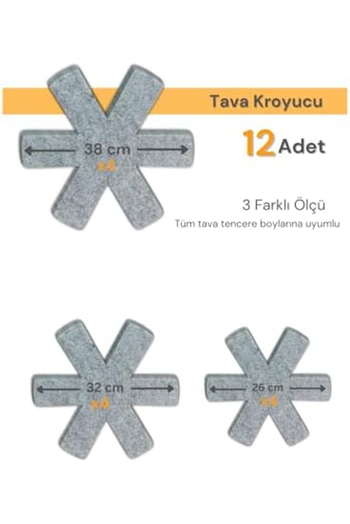 Shopverse 12 Li̇ Set Tencere Tava Çi̇zdi̇rmez Keçe Düzenleyi̇ci̇ (Gri̇) Trendfli̇ck 1014773