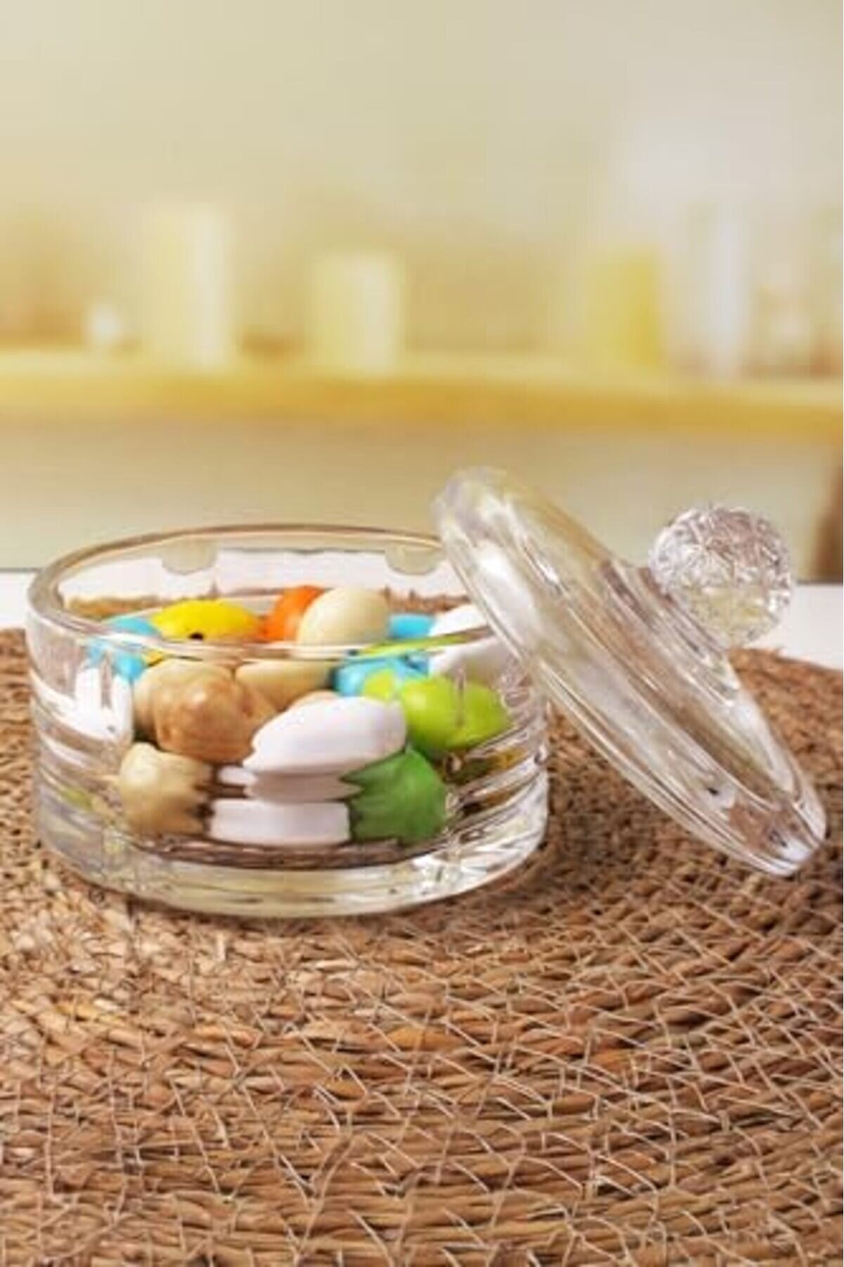 Shopverse L&uuml;x Kapaklı Cam Şekerli̇k & Cam, Kesme Cam L&uuml;x Şekerli̇k 10Cm*10.5Cm - (4 Model) (06648) Tre