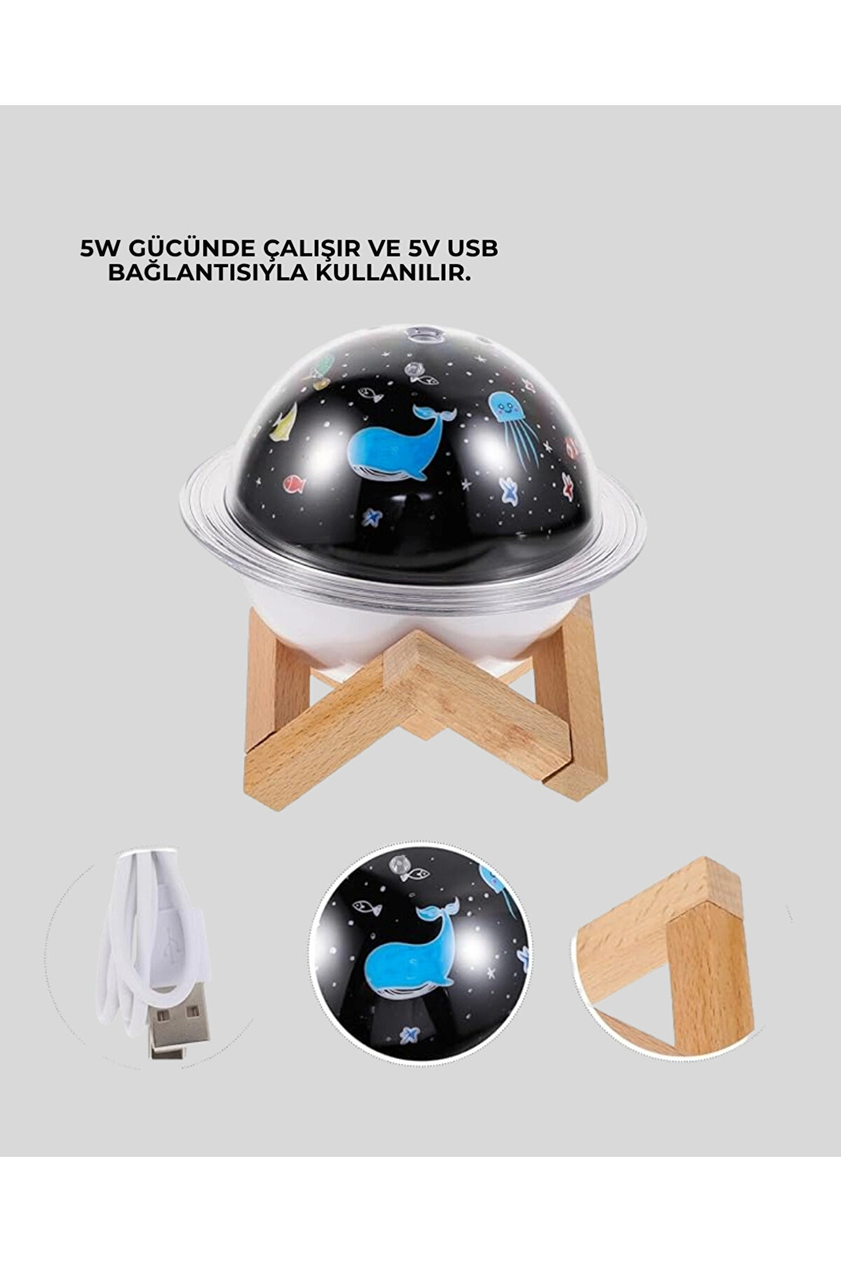 Projektör Işıklı, Aromaterapi̇ Uyumlu Mi̇ni̇ Masaüstü Hava Nemlendi̇ri̇ci̇ Ci̇haz