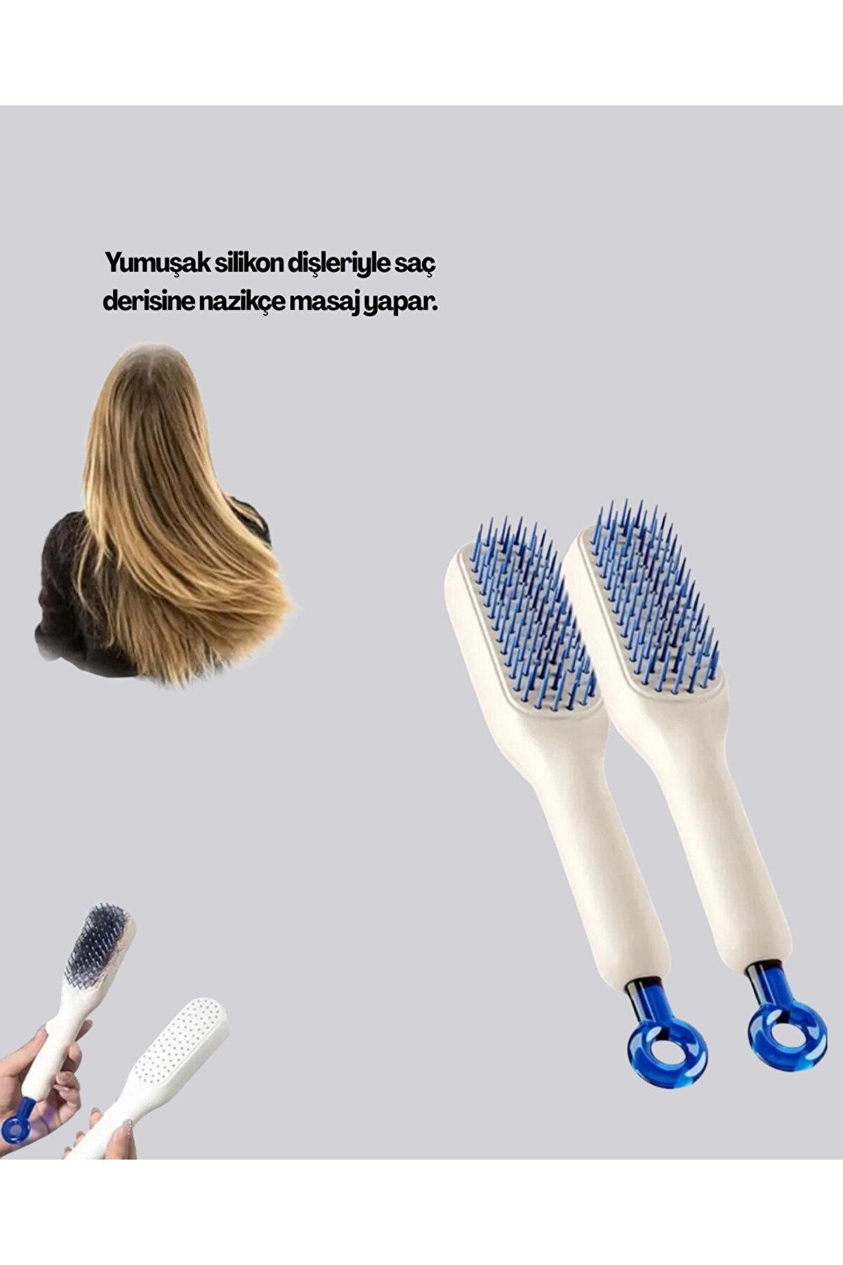Otomati̇k Temi̇zlemeli̇ Saç Fırçası – Ergonomi̇k Tasarım, Masaj Etki̇li̇, Elektri̇klenmeyi̇ Önleyi̇ci̇