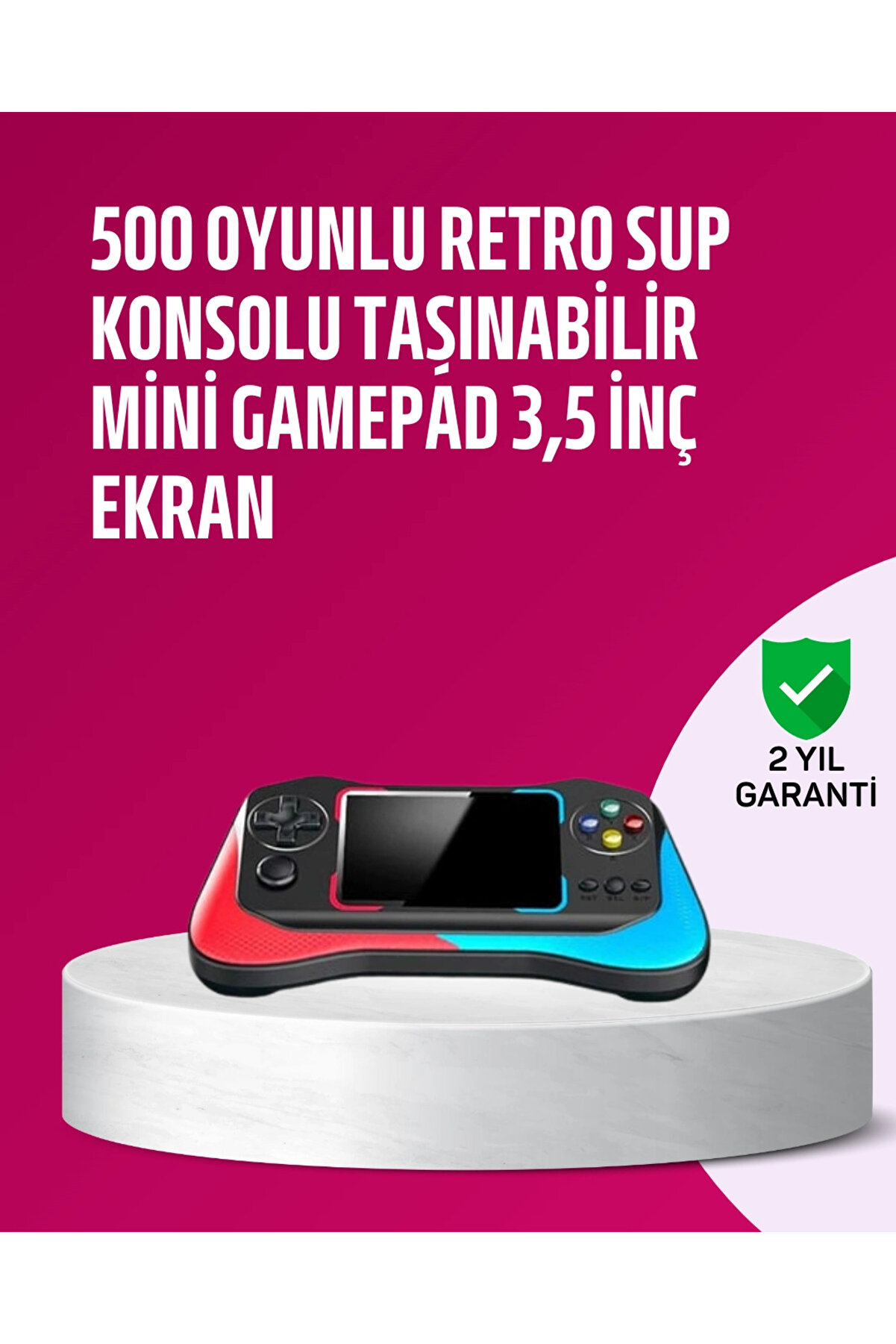 gizmurstore 500 Oyunlu 3,5” Elde Taşınabilir Mini Oyun Konsolu – Şarjlı, TV Bağlantılı