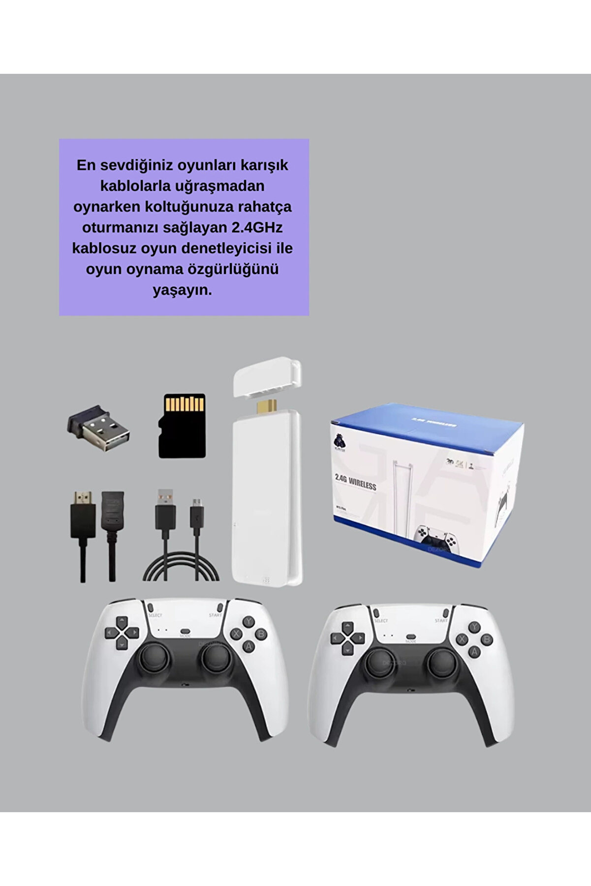 2 Kollu Kablosuz 4K Tv Uyumlu Klasi̇k Oyun Konsolu