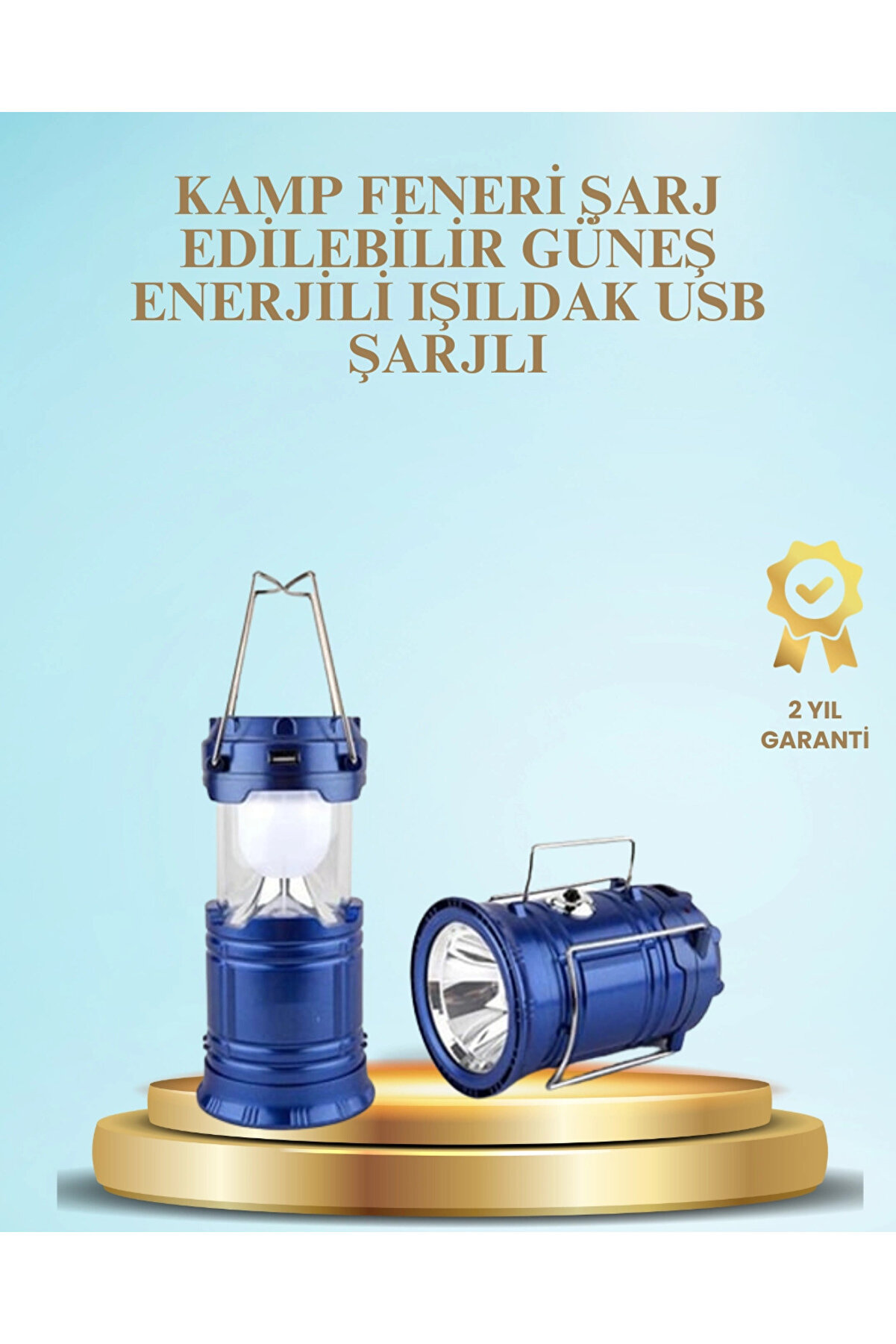 gizmurstore Güneş Enerjili Kızaklı Şarjlı Büyük Boy Kamp Feneri – USB Çıkışlı, Katlanabilir, Çok Fonksiyonlu