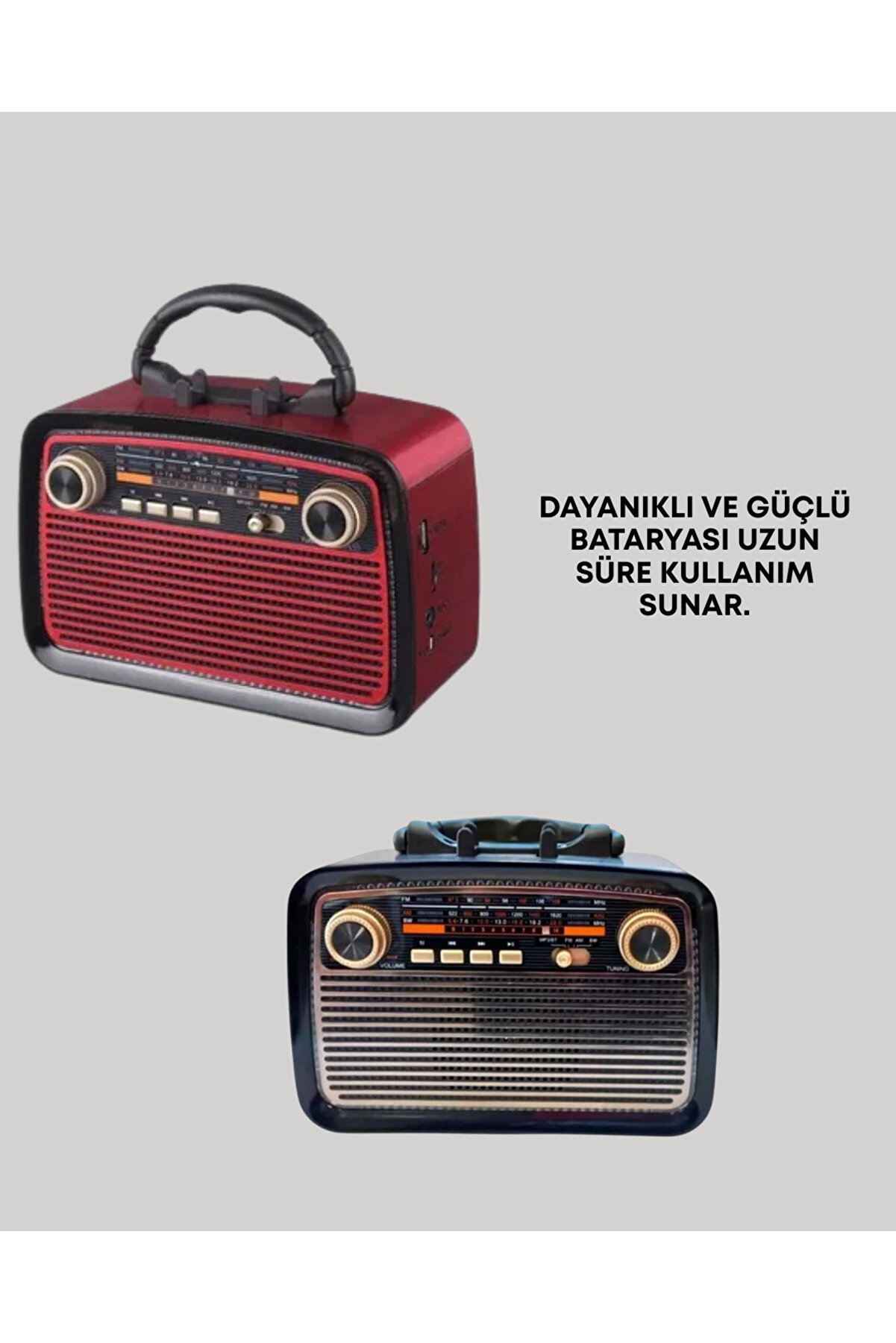 Nostalji̇k Radyo Görünümlü Bluetooth Hoparlör – Fm/Am Yayın, Kablosuz Bağlantı, Şarj Edi̇lebi̇li̇r
