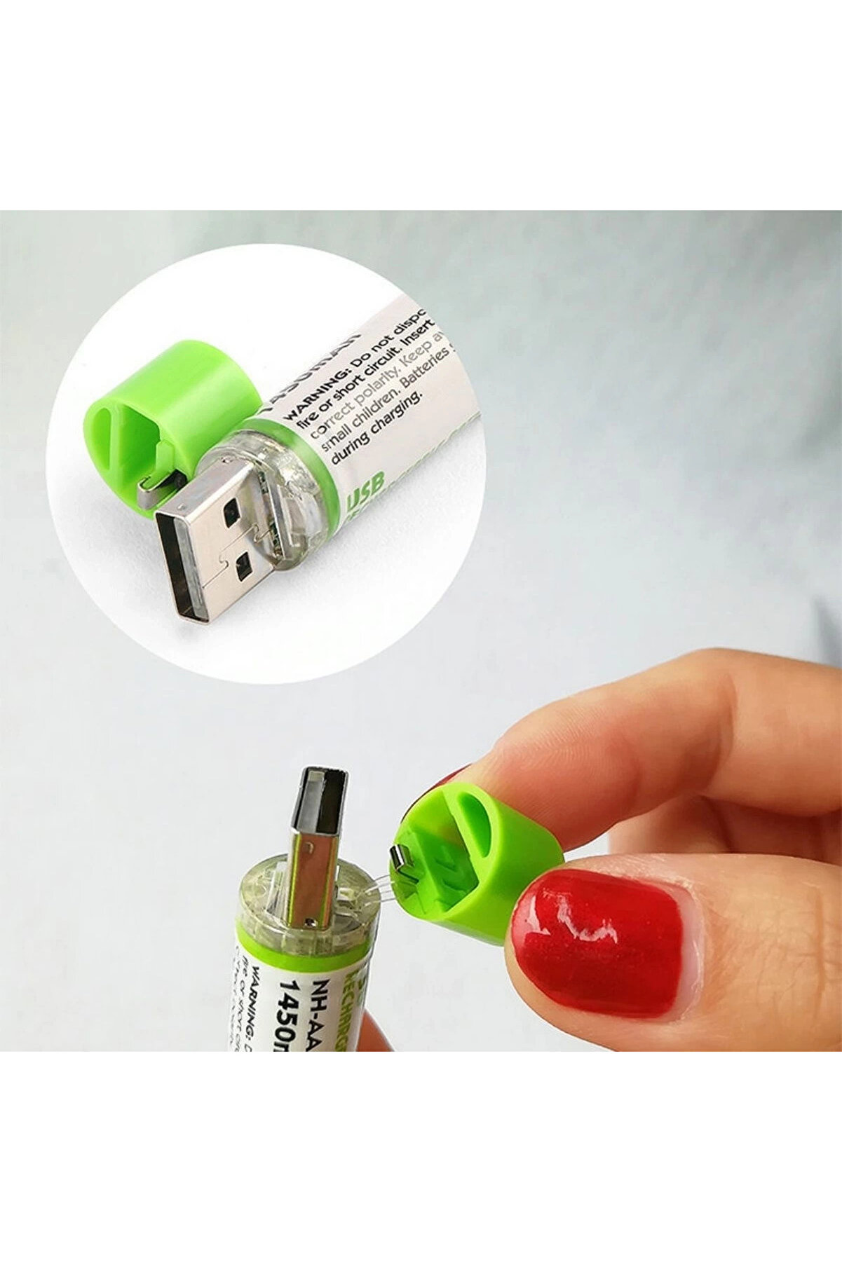 Usb Şarjlı 1450Mah Aa 1.2V Li̇tyum Kalem Pi̇l 2’Li̇ Set Dönüşümlü Batarya