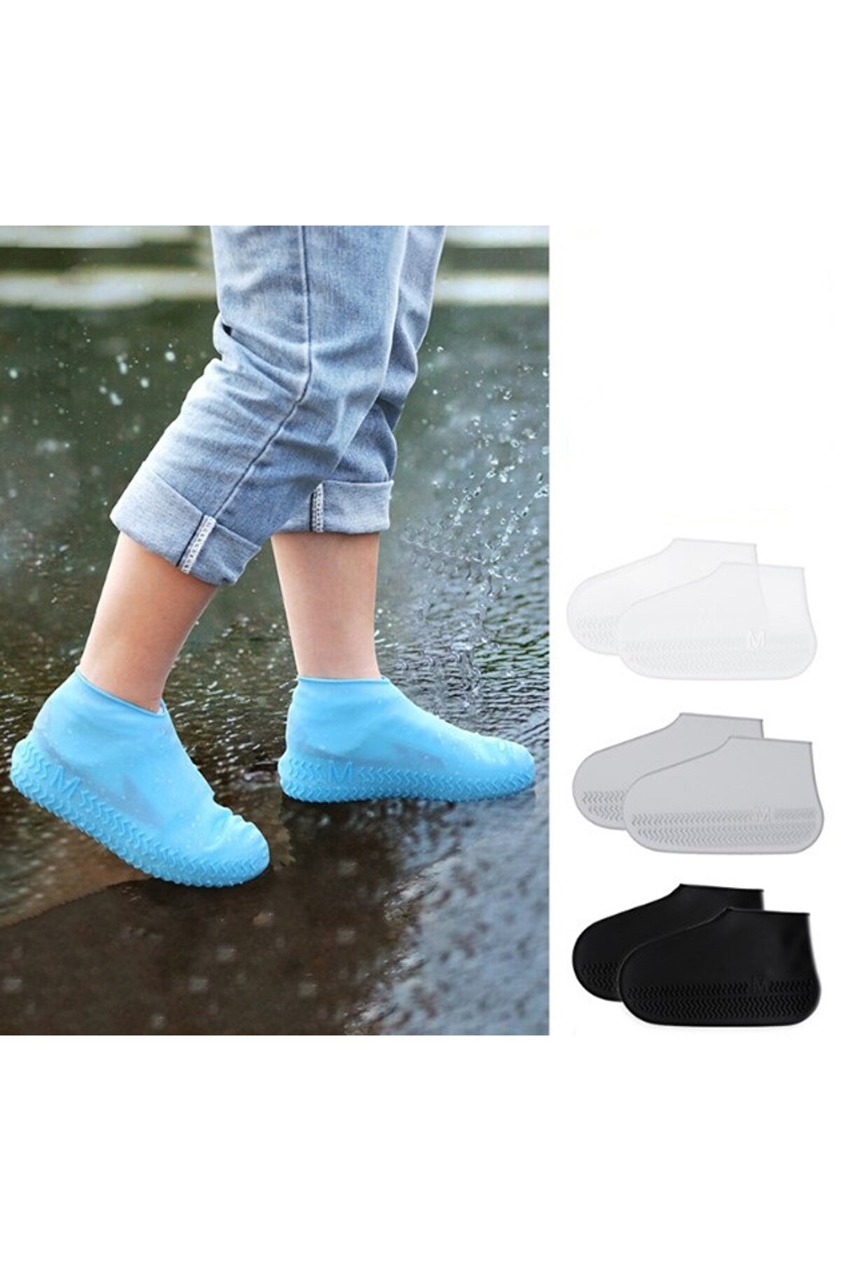 Go İthalat Si̇li̇kon Ayakkabı Kılıfı Kaymaz Su Ki̇r Ge&ccedil;i̇rmez M Beden Si̇yah (4457)