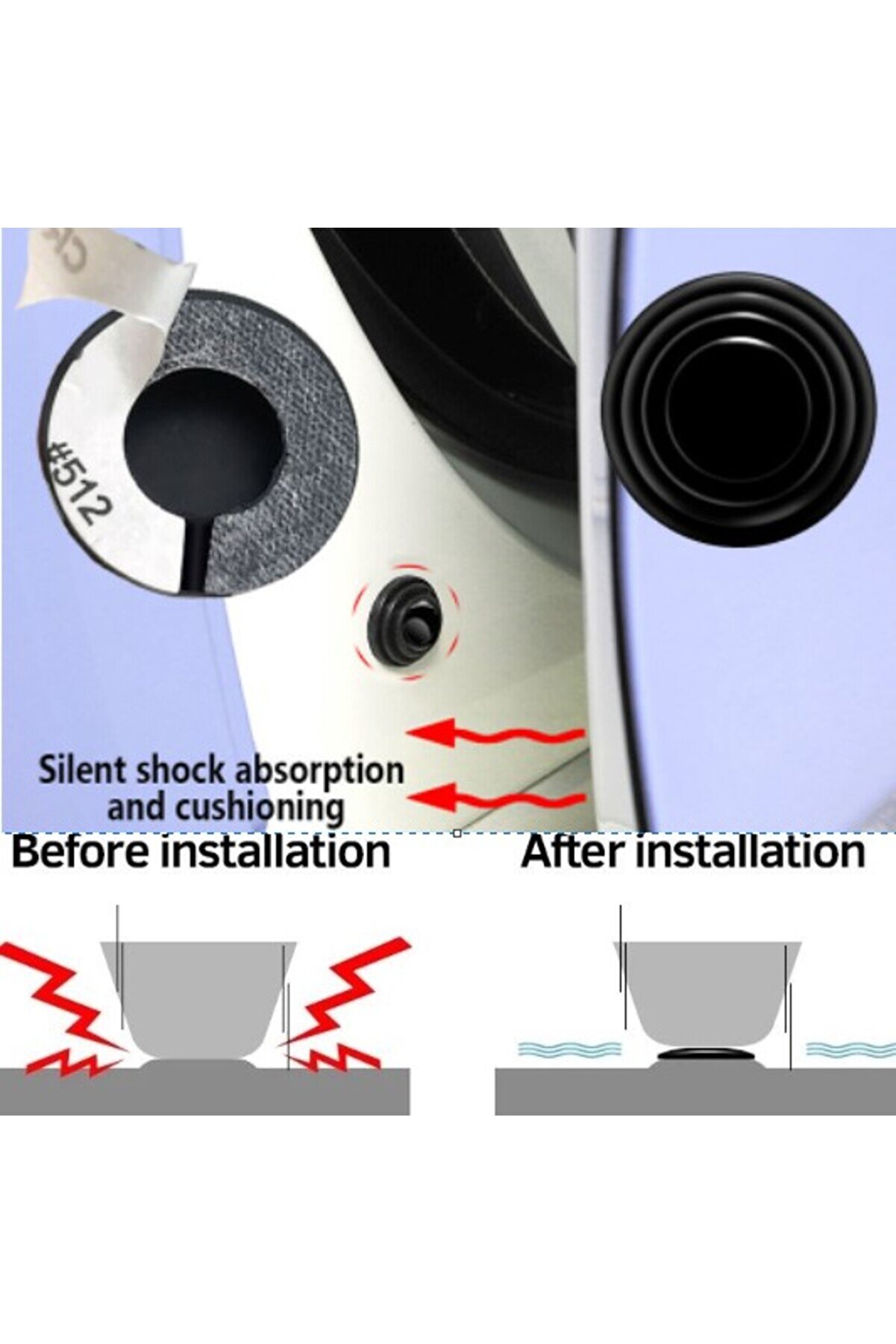 Go İthalat Araba Kapı Ses Ve Darbe Emi̇ci̇ Pad 10 Adet Si̇yah (4457)