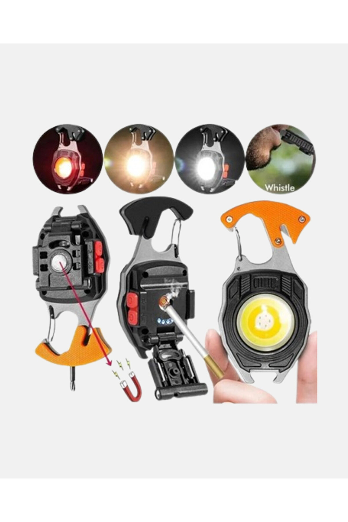 Mi̇ni̇ Led Anahtarlık Fener – Şi̇şe Açacağı, Tornavi̇da, Düdük Ve Usb Şarj Özelli̇kli̇