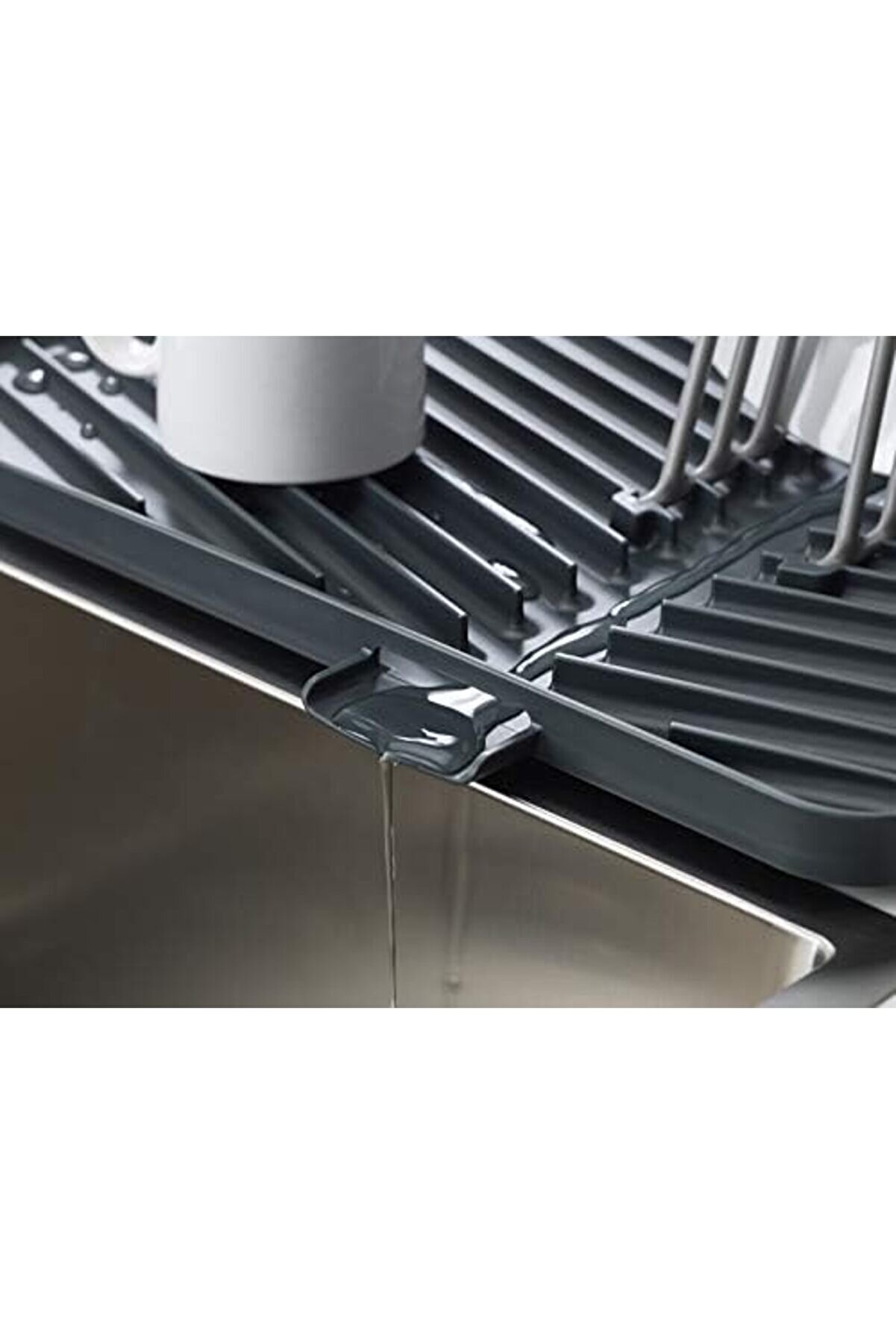 Shopverse Ayarlanabi̇li̇r Ve Katlanabi̇li̇r Plasti̇k Tahli̇ye Süzgeci̇, Damlama Tepsi̇li̇ Süzgeç, Gri̇ Trendfl